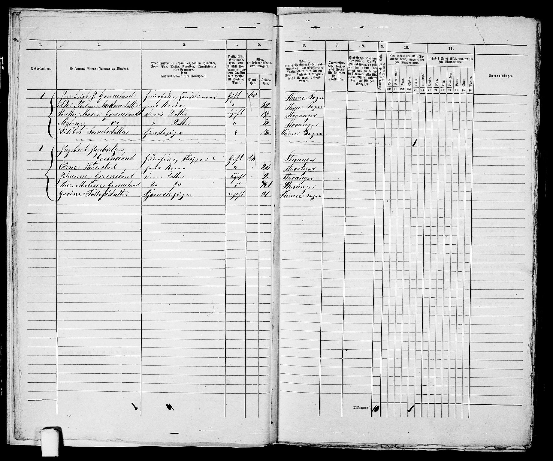 RA, 1865 census for Stavanger, 1865, p. 2535