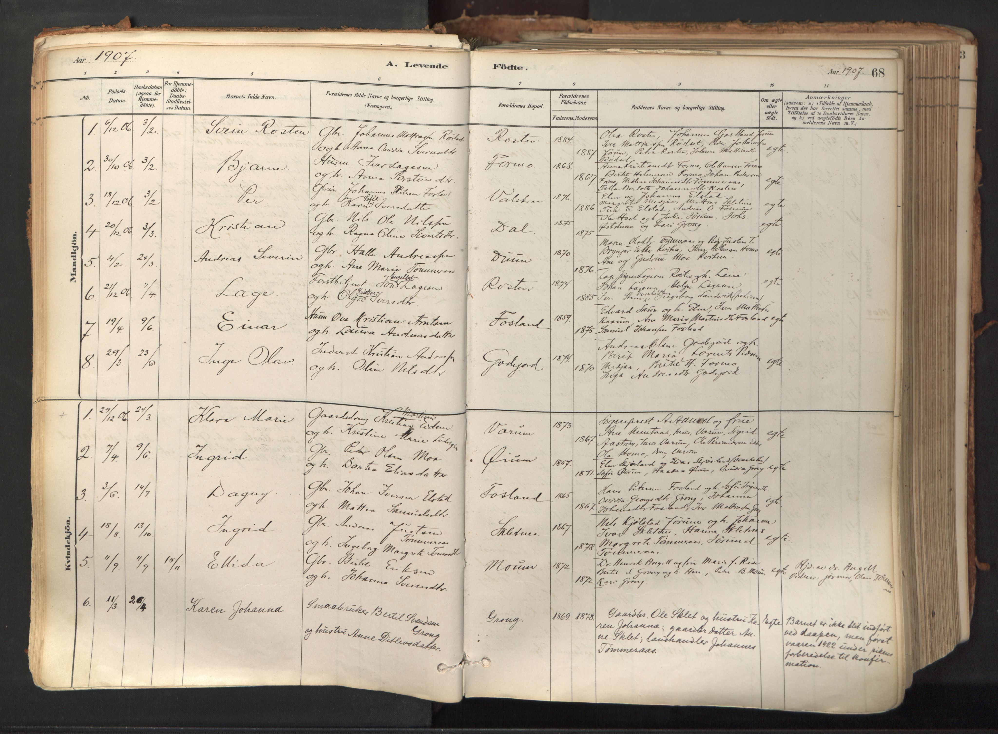 Ministerialprotokoller, klokkerbøker og fødselsregistre - Nord-Trøndelag, SAT/A-1458/758/L0519: Parish register (official) no. 758A04, 1880-1926, p. 68