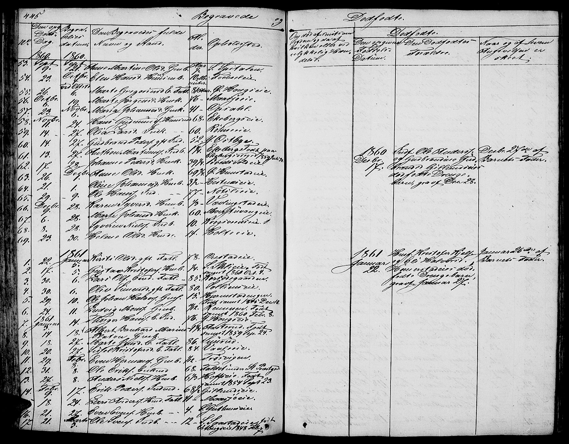 Stange prestekontor, SAH/PREST-002/L/L0003: Parish register (copy) no. 3, 1840-1864, p. 445