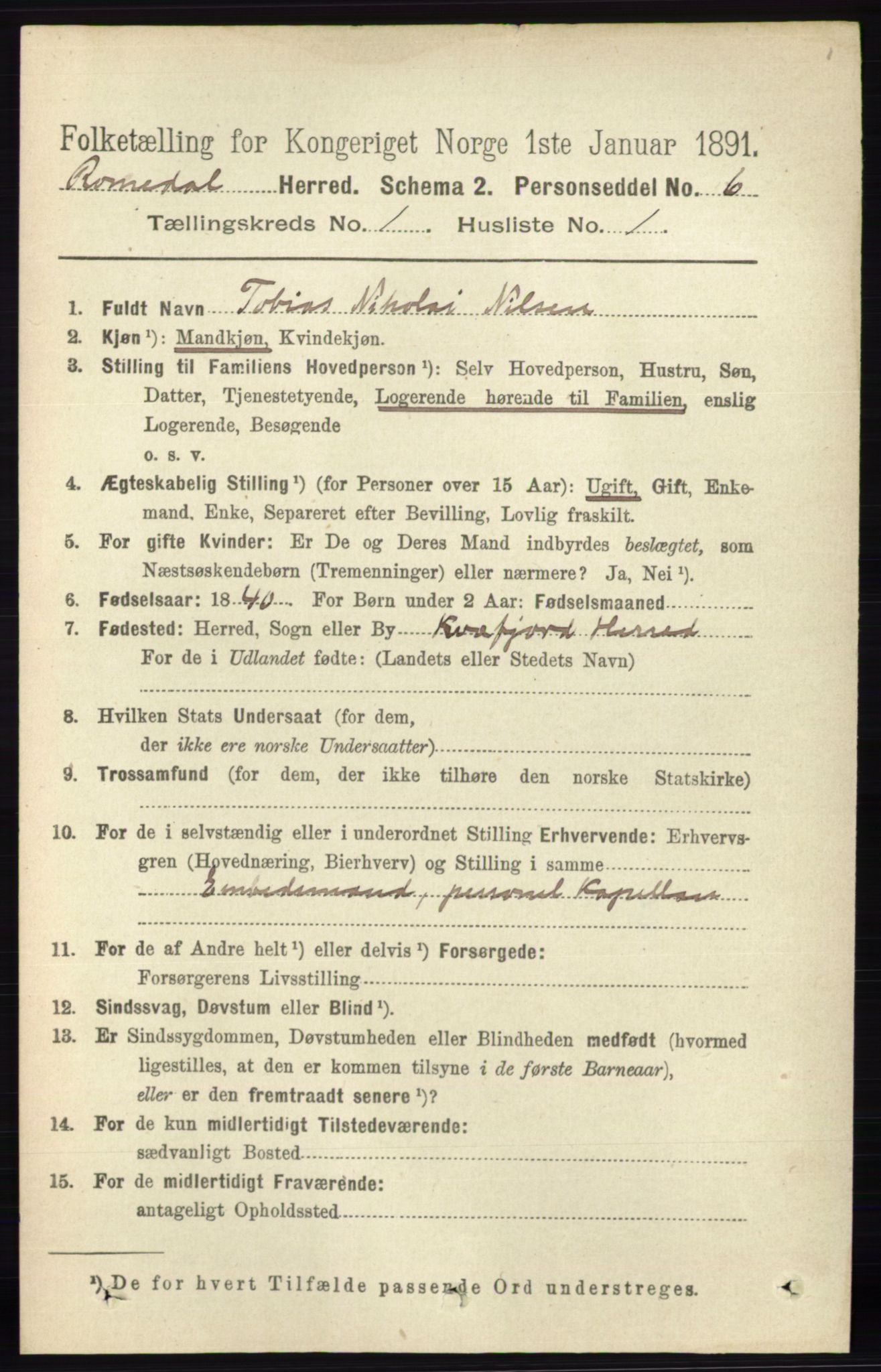 RA, 1891 census for 0416 Romedal, 1891, p. 124