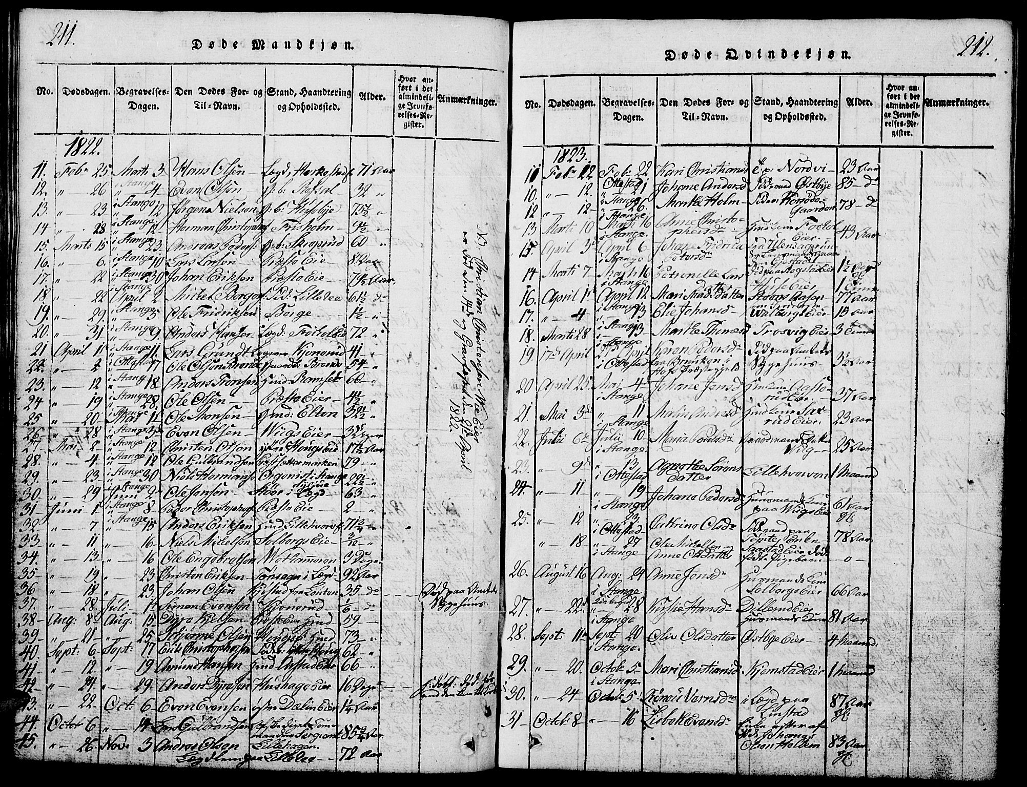 Stange prestekontor, AV/SAH-PREST-002/L/L0001: Parish register (copy) no. 1, 1814-1825, p. 211-212