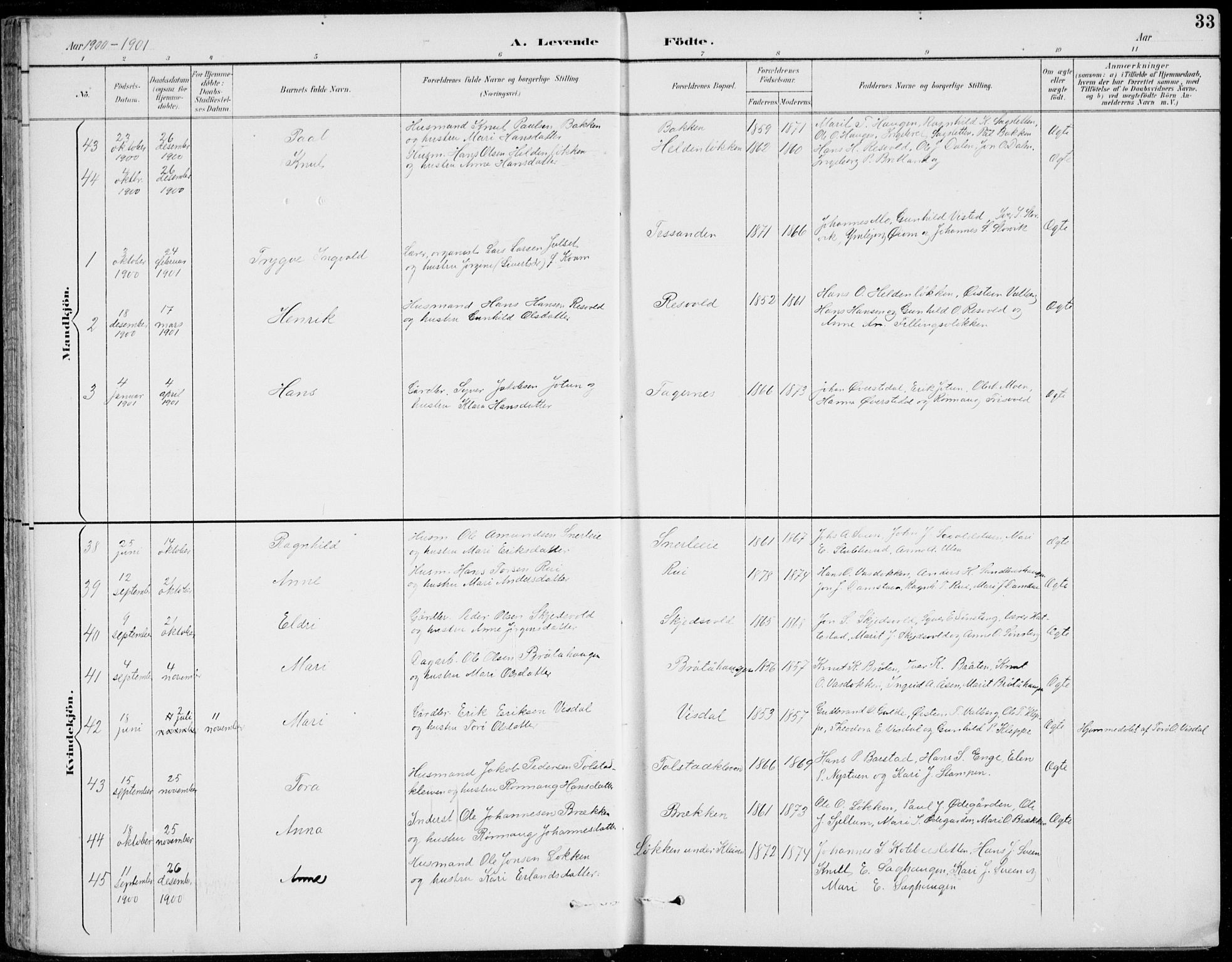 Vågå prestekontor, SAH/PREST-076/H/Ha/Hab/L0002: Parish register (copy) no. 2, 1894-1939, p. 33