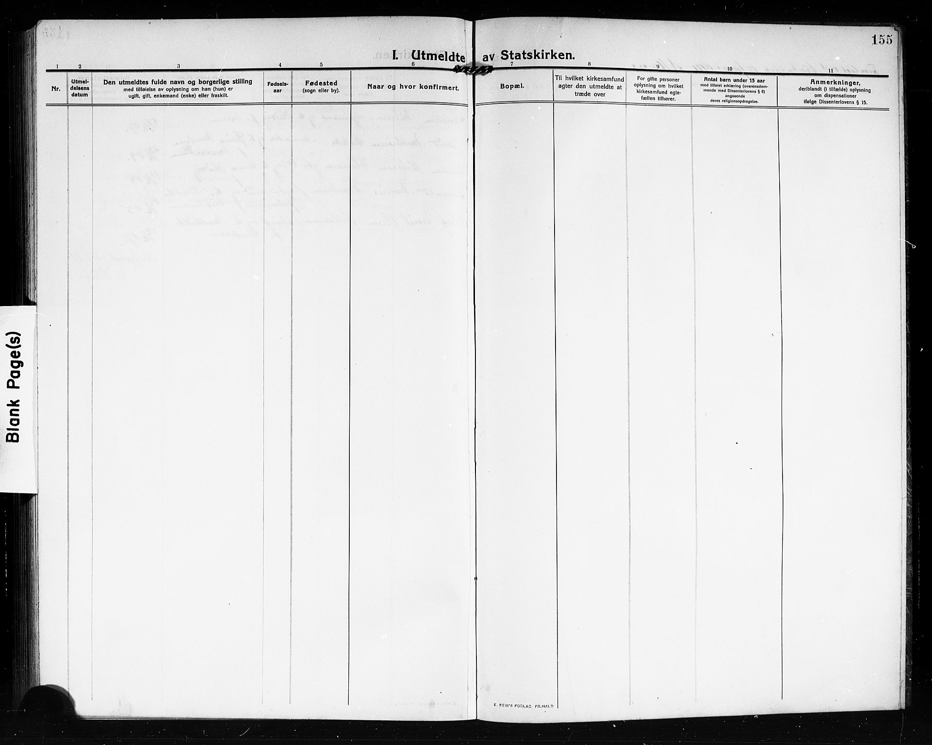 Tjøme kirkebøker, SAKO/A-328/G/Ga/L0002: Parish register (copy) no. 2, 1911-1920, p. 155
