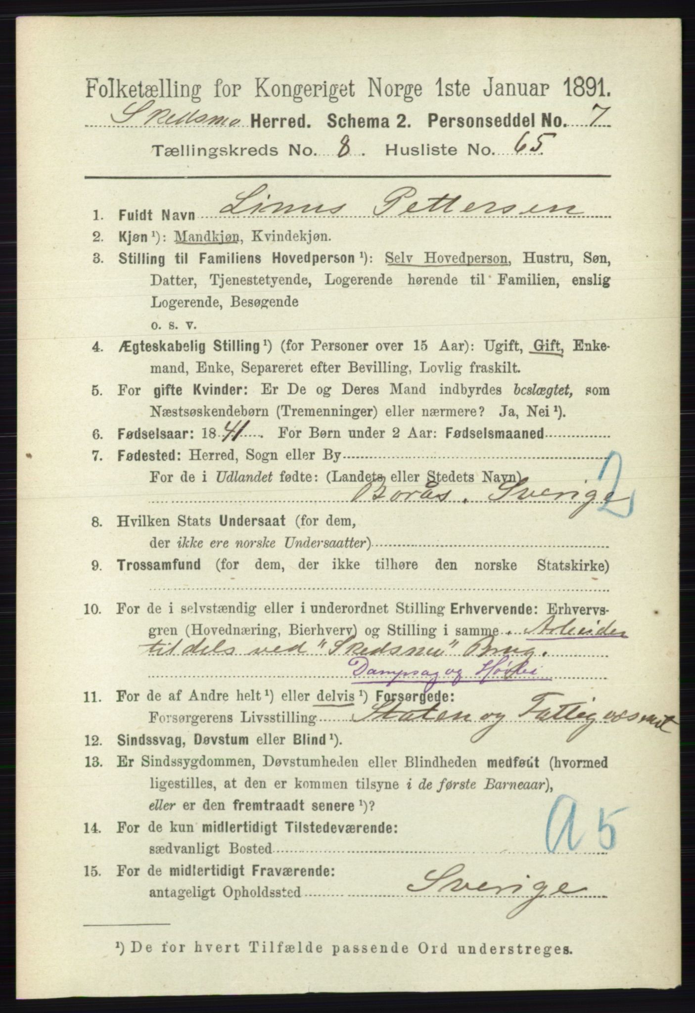 RA, 1891 census for 0231 Skedsmo, 1891, p. 4642