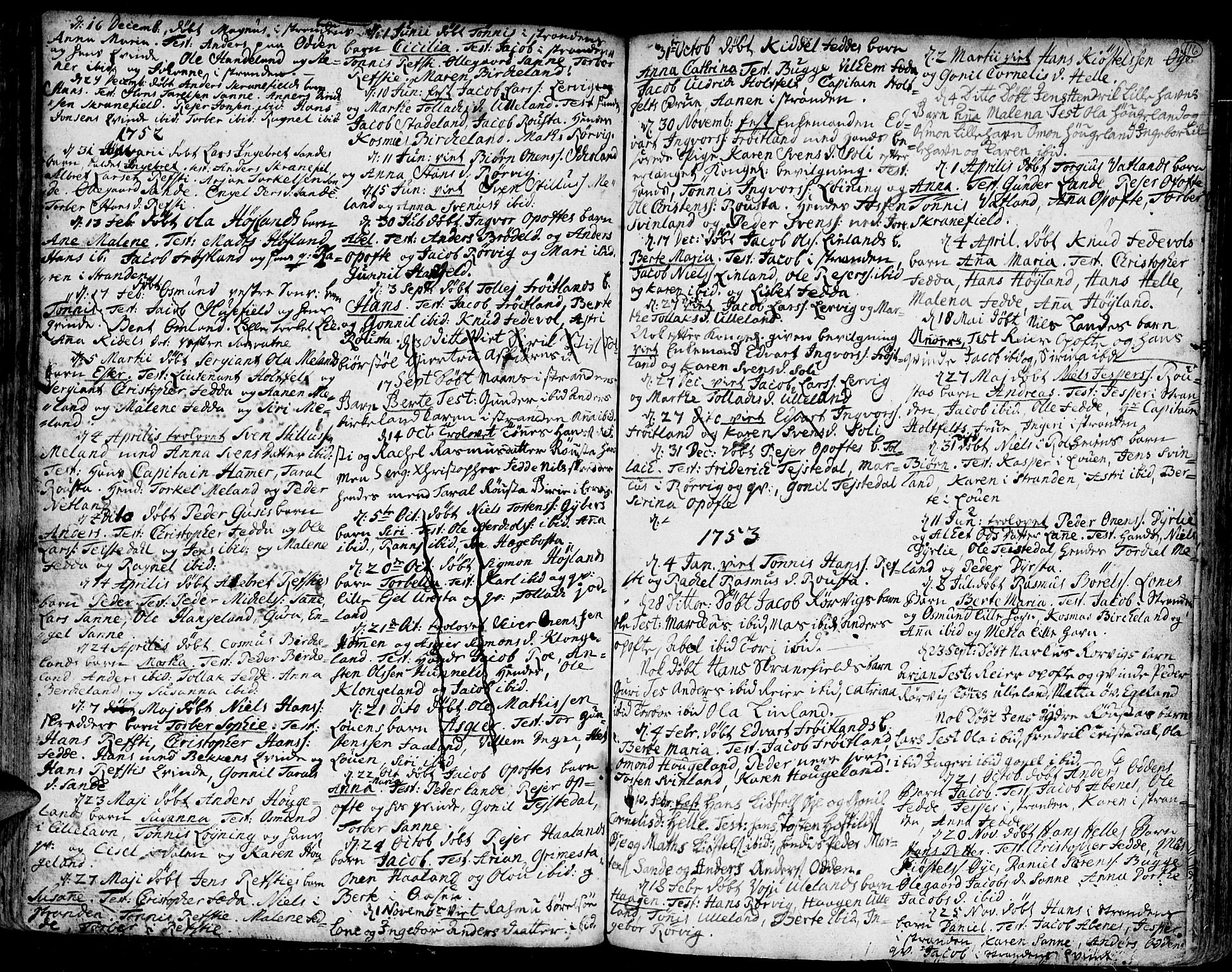 Kvinesdal sokneprestkontor, AV/SAK-1111-0026/F/Fa/Fab/L0001: Parish register (official) no. A 1 /2, 1710-1788, p. 116