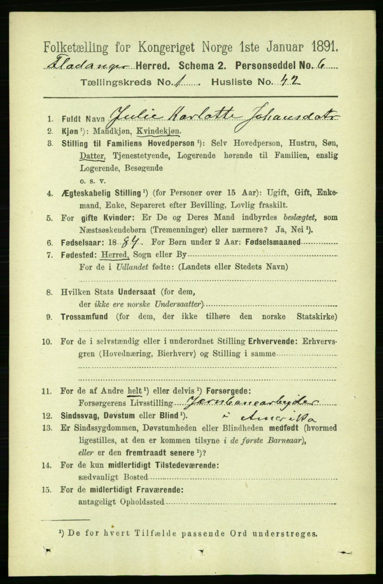 RA, 1891 census for 1749 Flatanger, 1891, p. 356