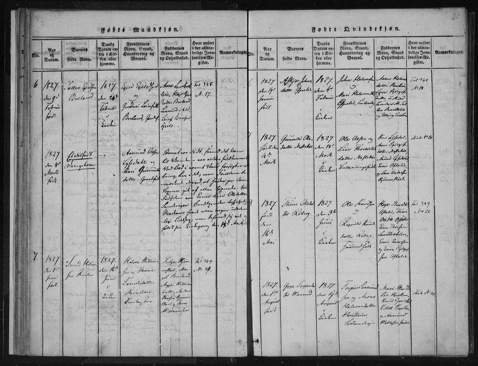Lårdal kirkebøker, SAKO/A-284/F/Fc/L0001: Parish register (official) no. III 1, 1815-1860, p. 20