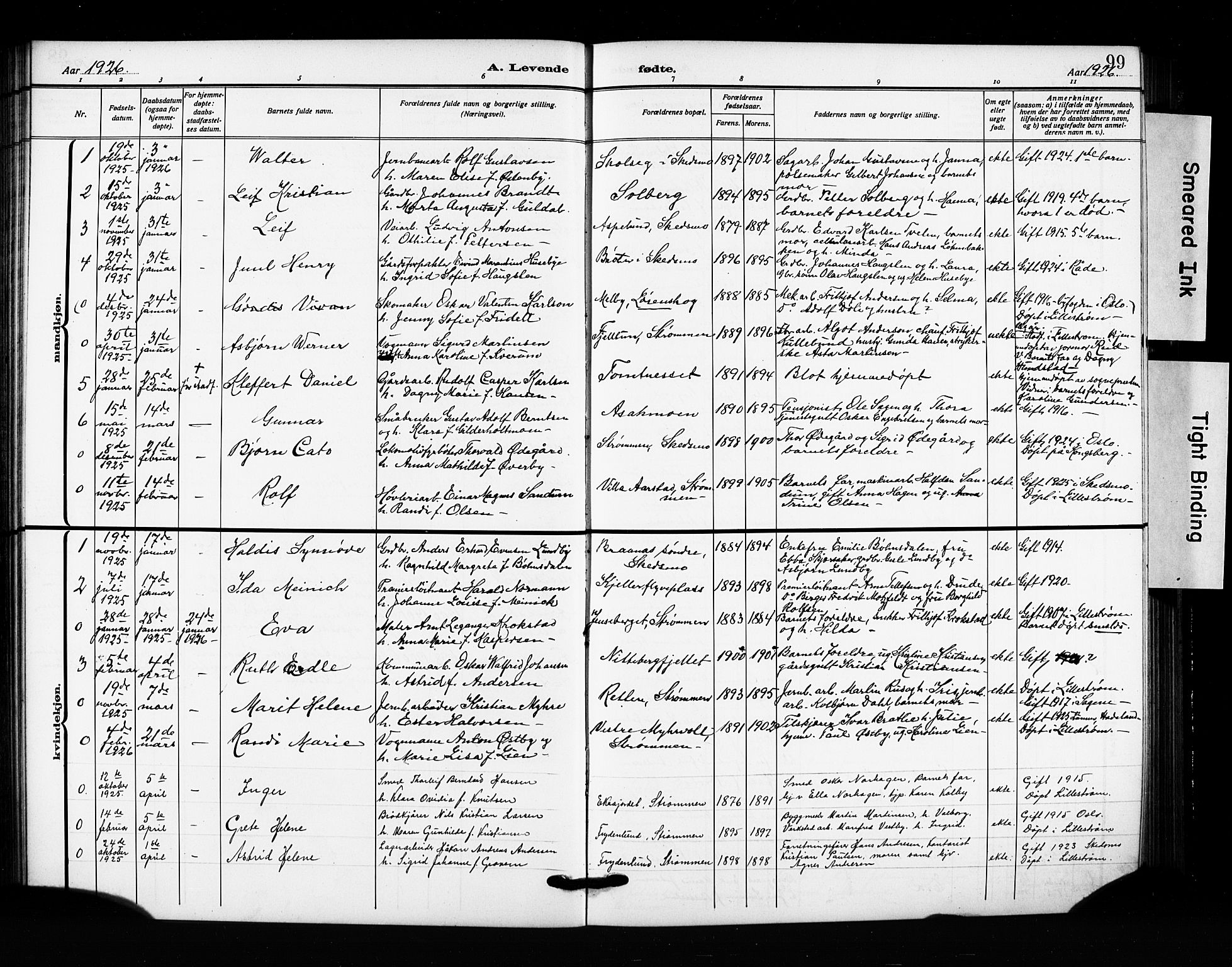 Skedsmo prestekontor Kirkebøker, AV/SAO-A-10033a/G/Ga/L0006: Parish register (copy) no. I 6, 1912-1926, p. 99