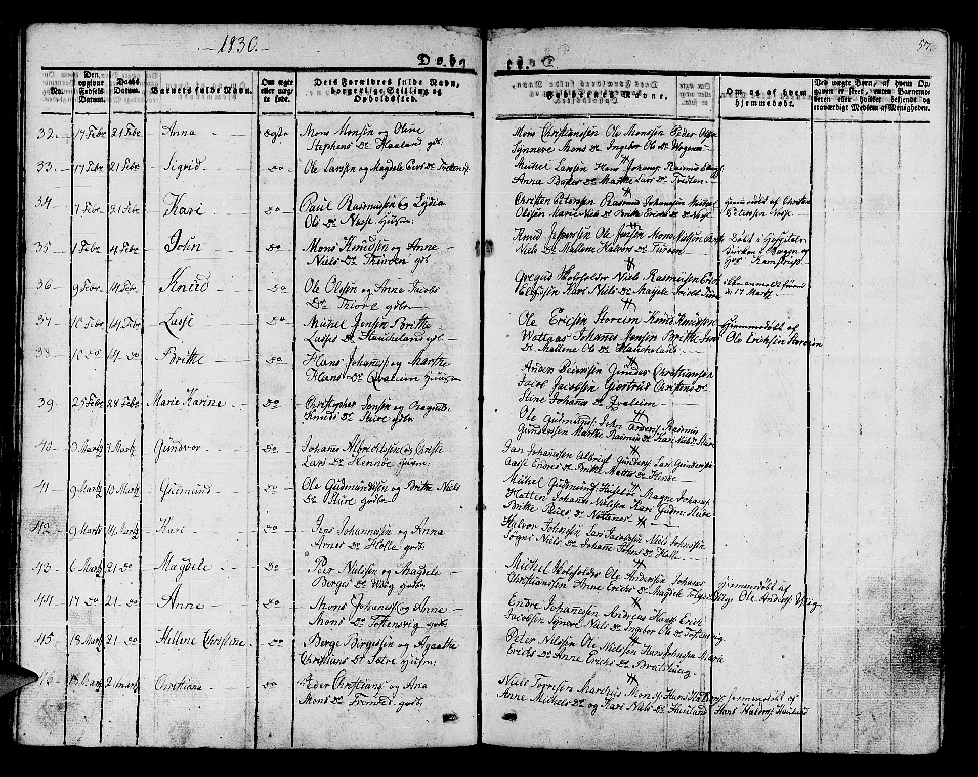 Manger sokneprestembete, AV/SAB-A-76801/H/Haa: Parish register (official) no. A 4, 1824-1838, p. 57