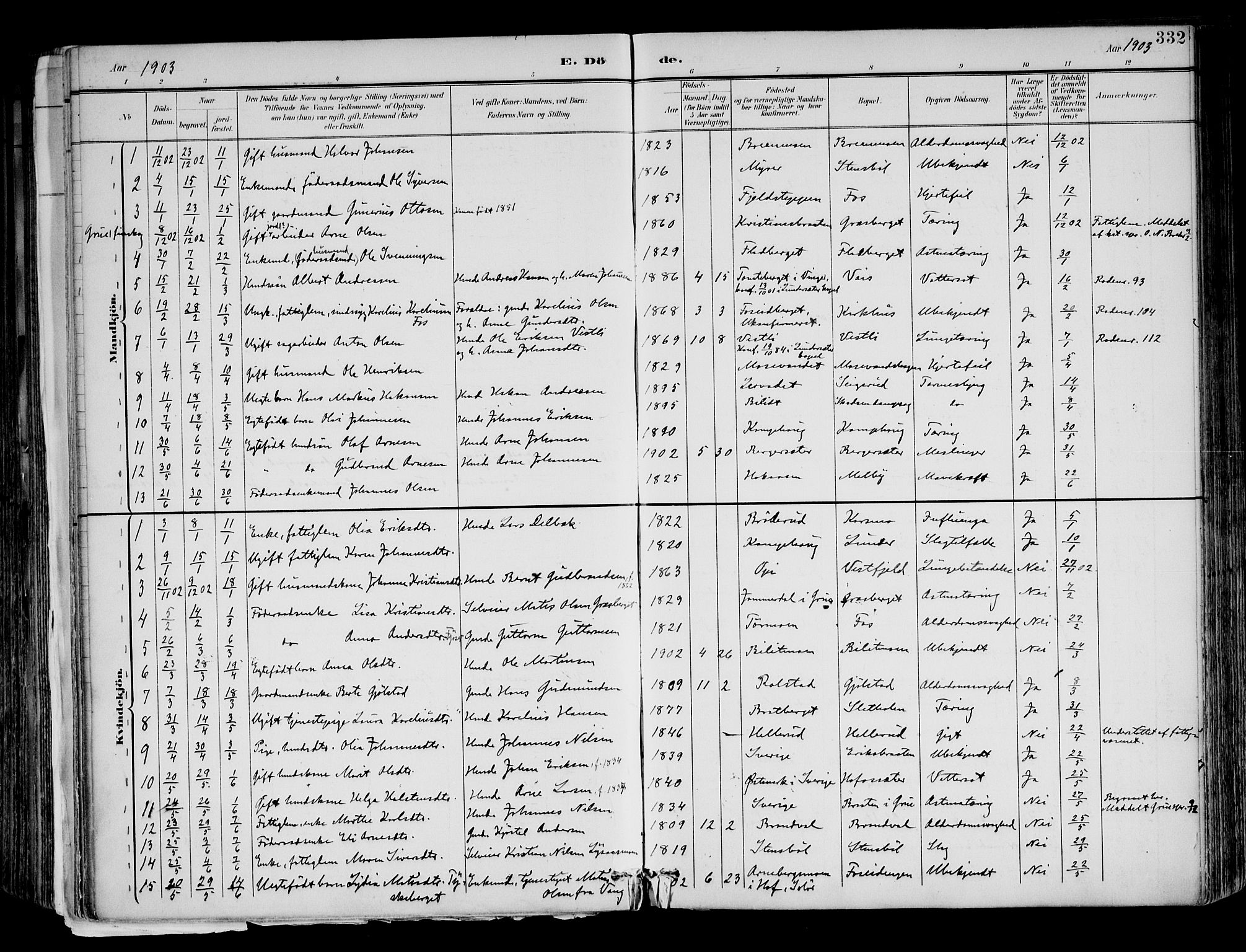 Brandval prestekontor, SAH/PREST-034/H/Ha/Haa/L0003: Parish register (official) no. 3, 1894-1909, p. 332