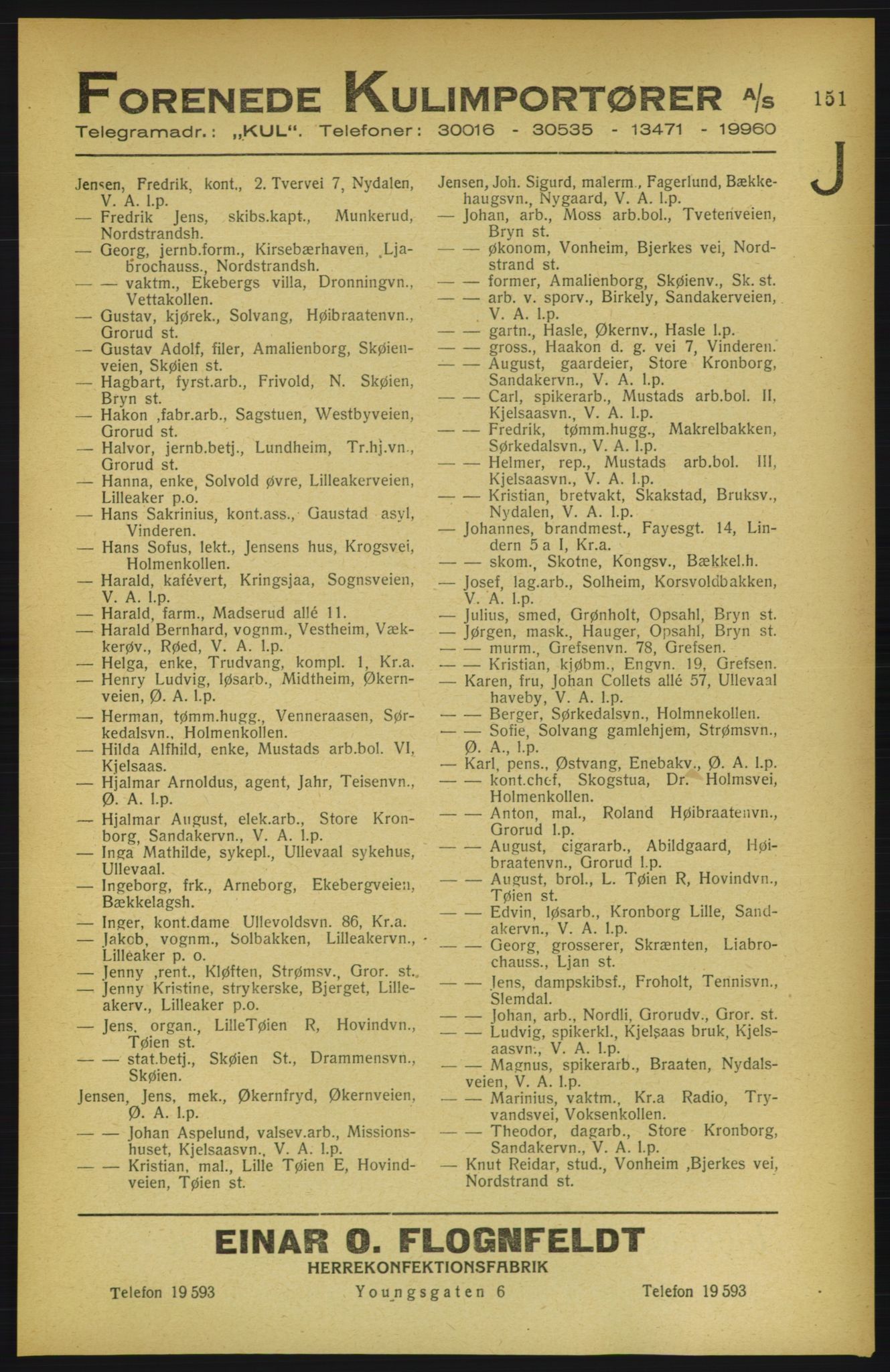 Aker adressebok/adressekalender, PUBL/001/A/002: Akers adressekalender, 1922, p. 151