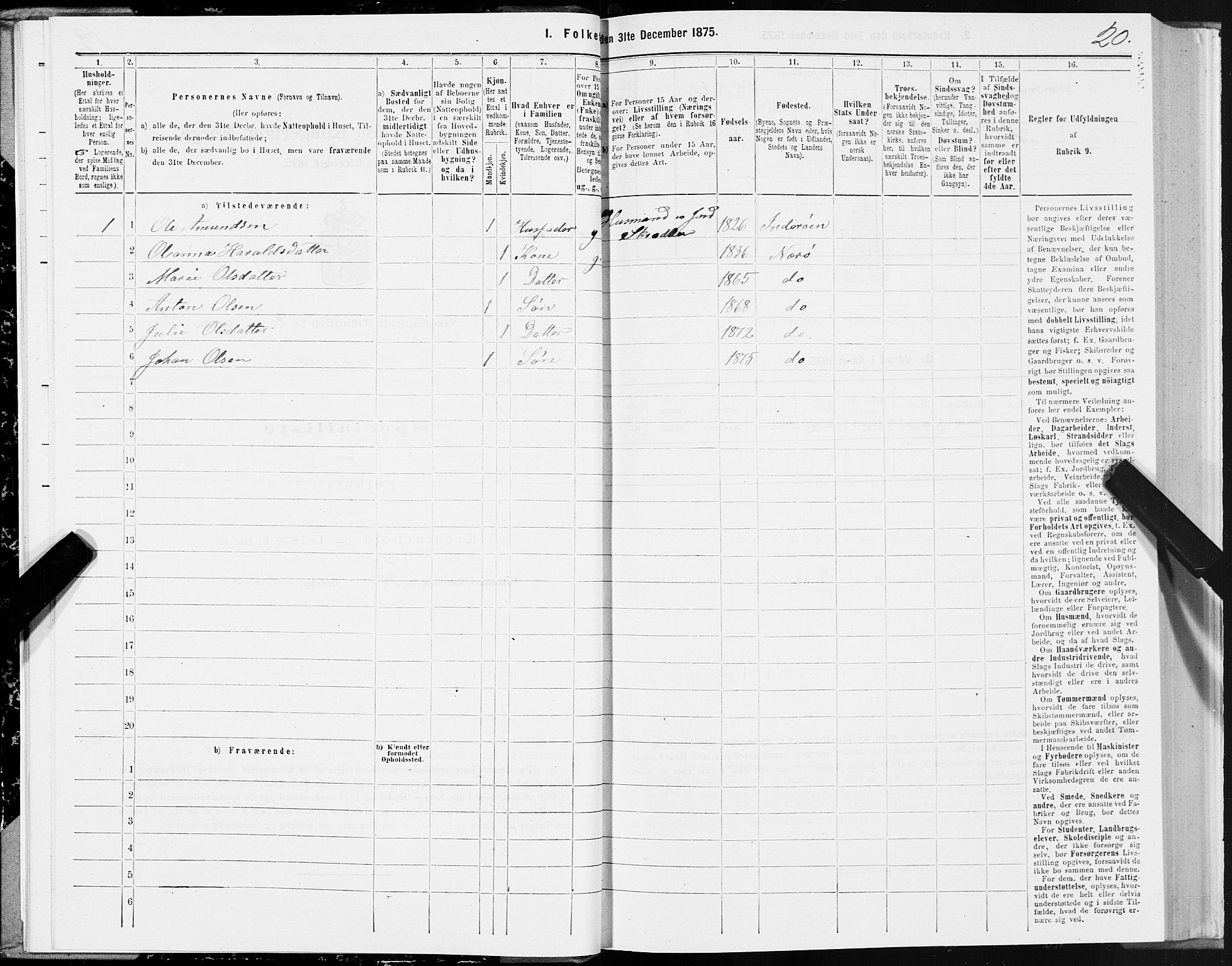 SAT, 1875 census for 1751P Nærøy, 1875, p. 2020