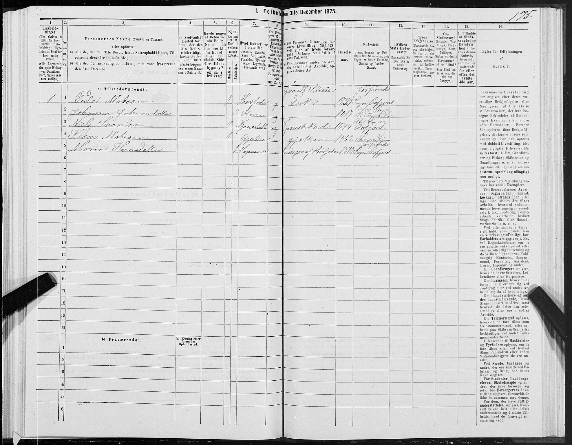 SAT, 1875 census for 1630P Aafjorden, 1875, p. 3175