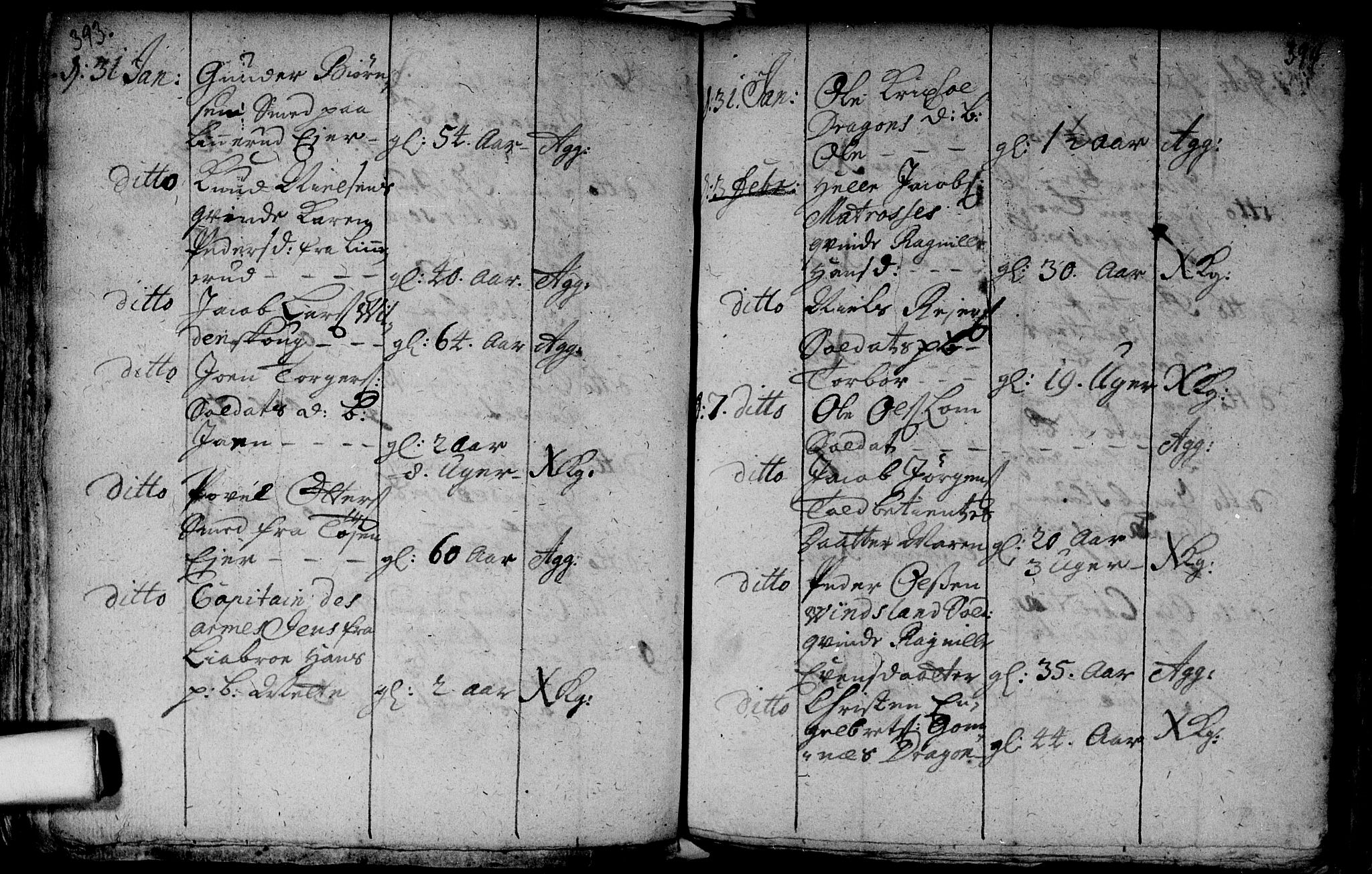 Aker prestekontor kirkebøker, AV/SAO-A-10861/F/L0002: Parish register (official) no. 2, 1714-1720, p. 393-394