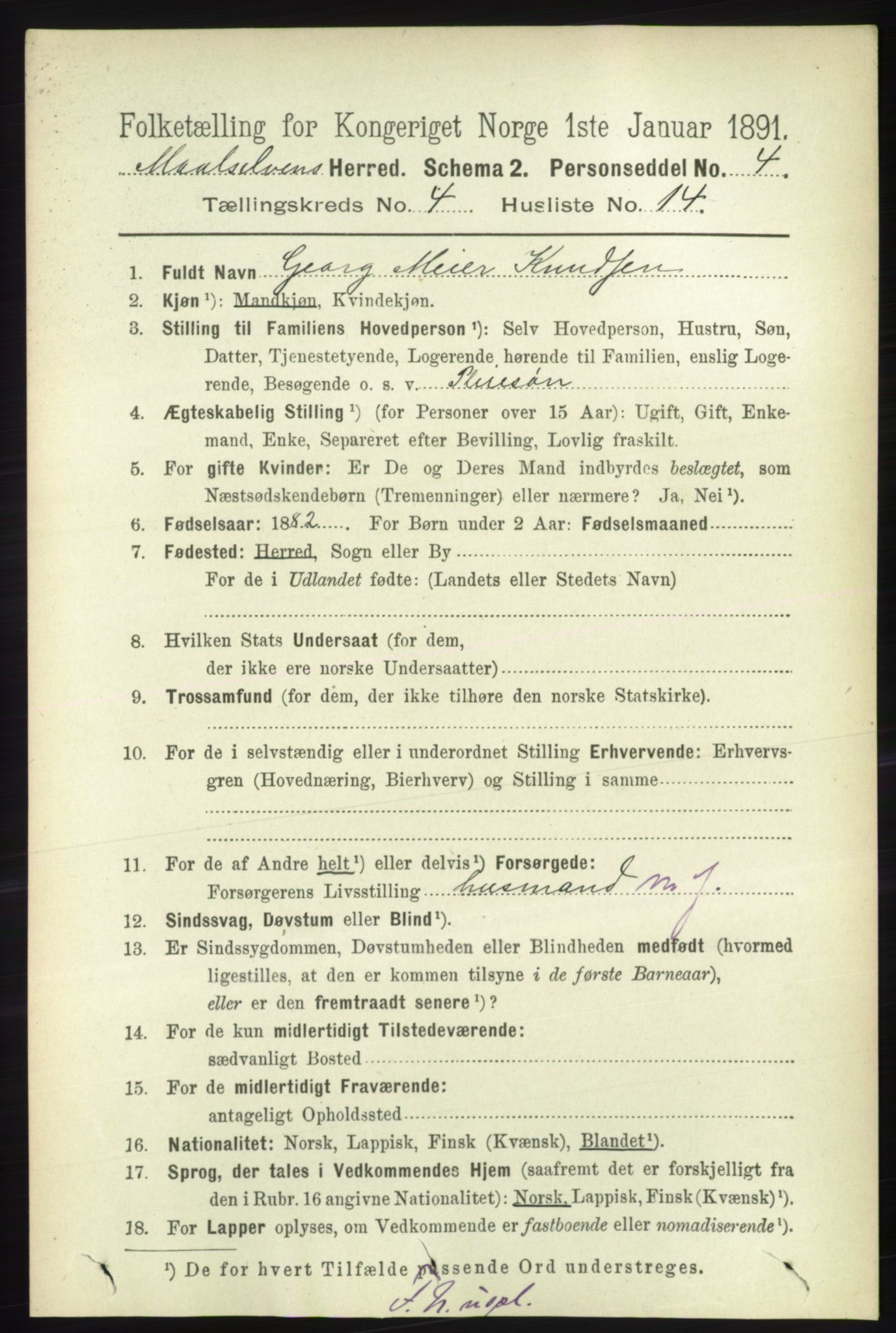 RA, 1891 census for 1924 Målselv, 1891, p. 1172