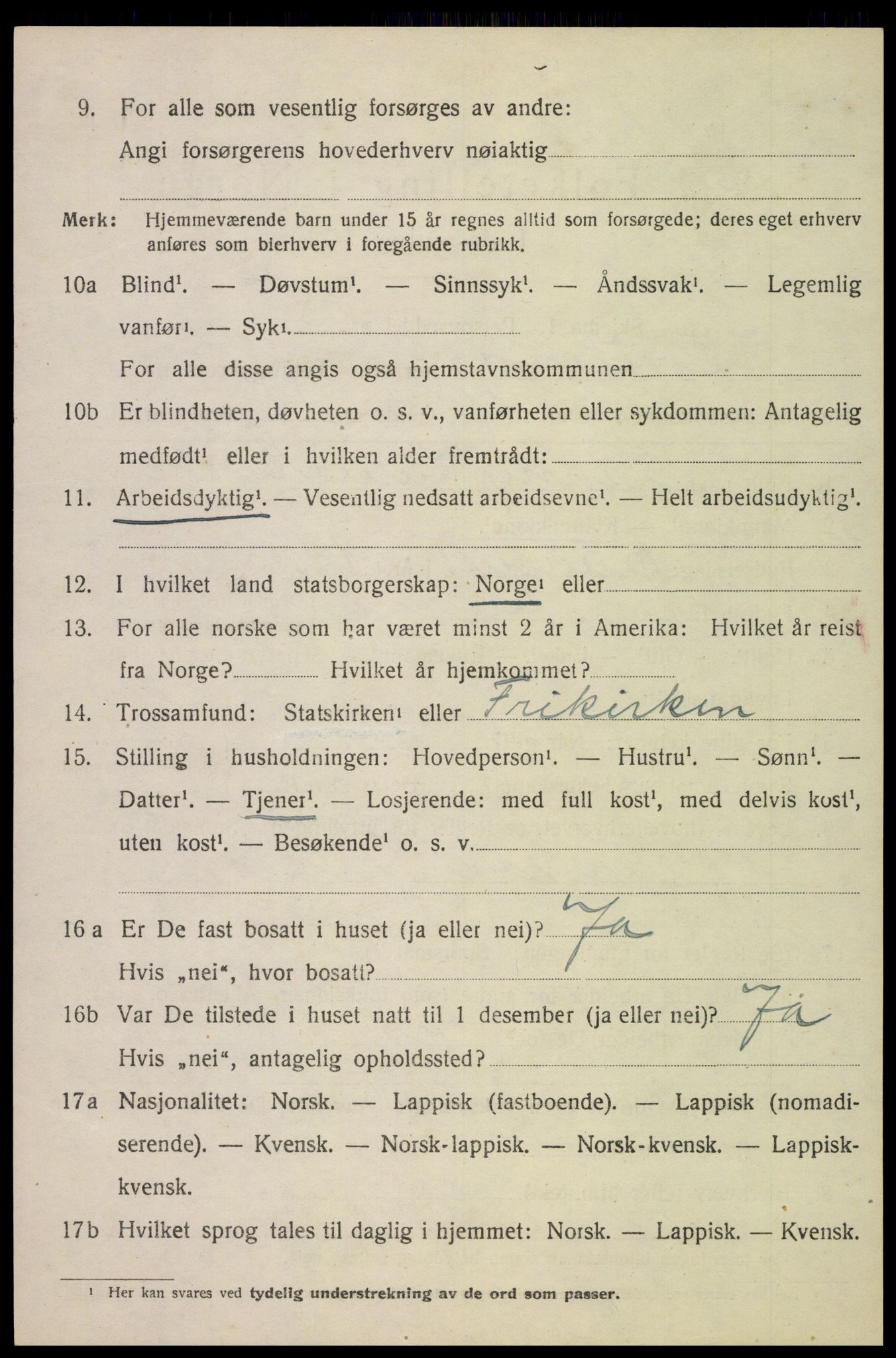 SAT, 1920 census for Sortland, 1920, p. 3559