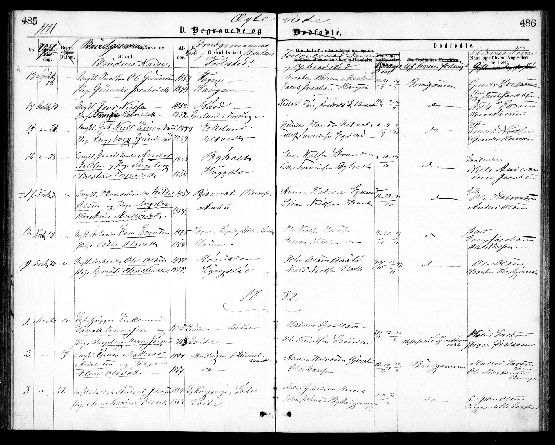 Gjerstad sokneprestkontor, AV/SAK-1111-0014/F/Fa/Faa/L0008: Parish register (official) no. A 8, 1876-1884, p. 485-486