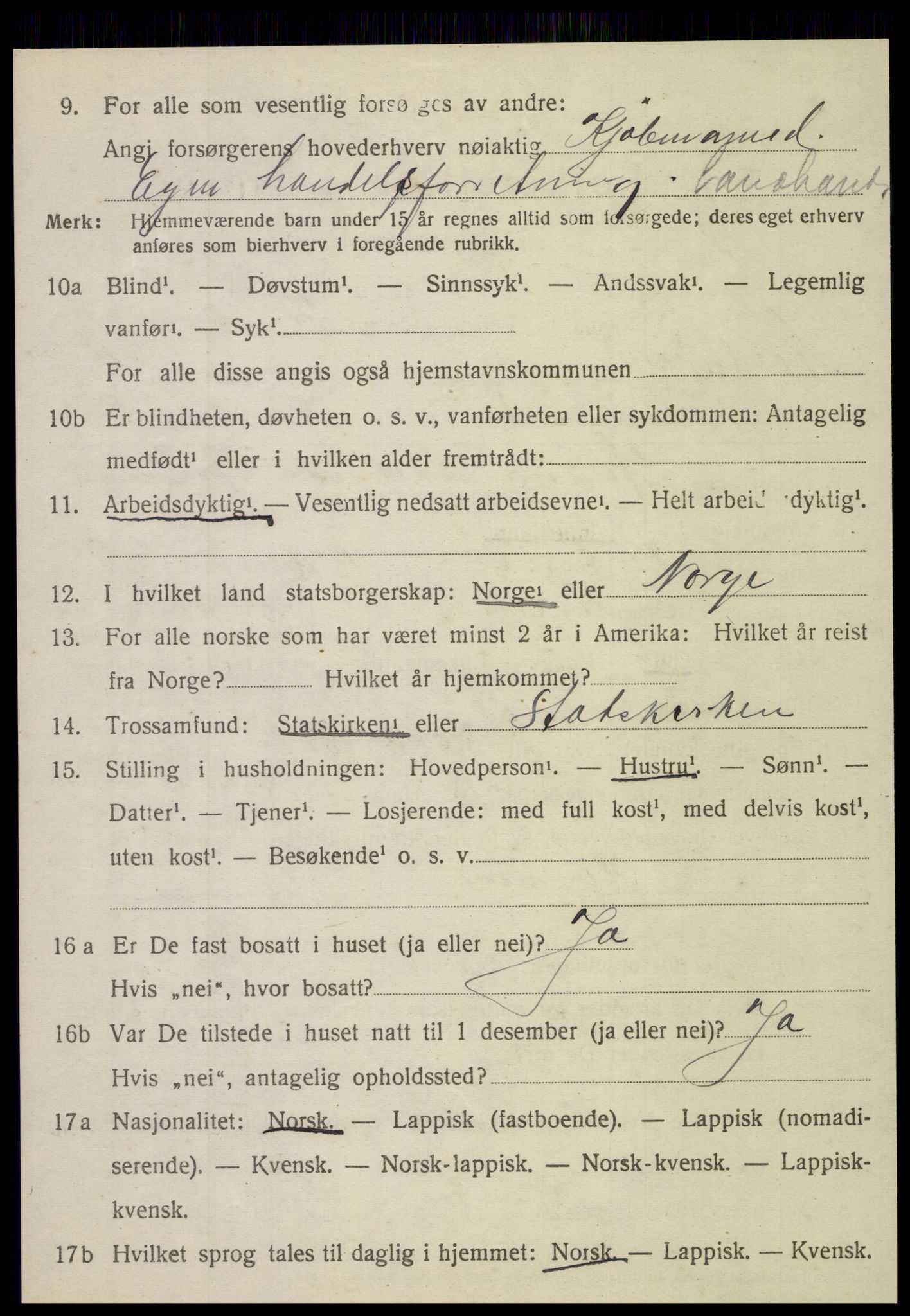 SAT, 1920 census for Nordvik, 1920, p. 1455