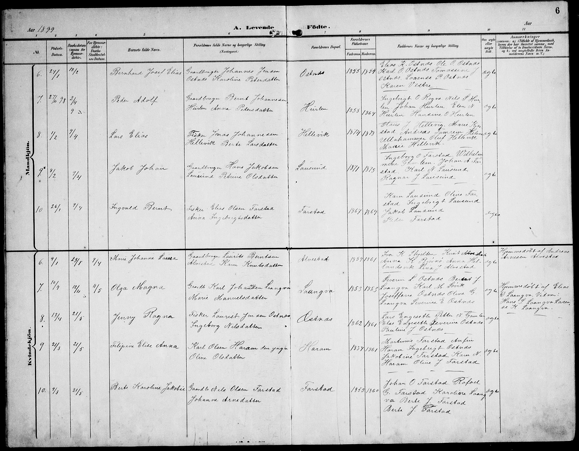 Ministerialprotokoller, klokkerbøker og fødselsregistre - Møre og Romsdal, AV/SAT-A-1454/536/L0511: Parish register (copy) no. 536C06, 1899-1944, p. 6