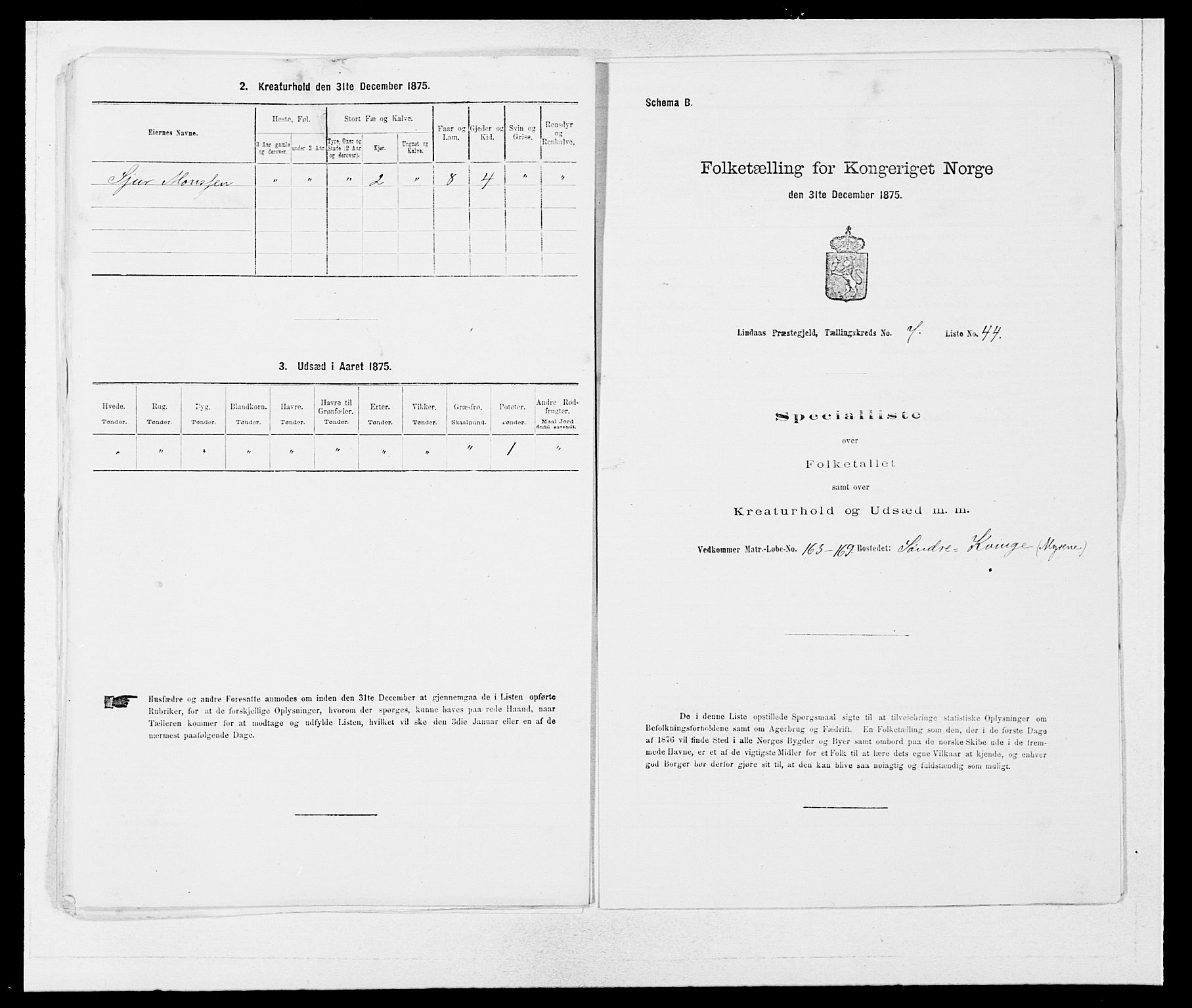 SAB, 1875 census for 1263P Lindås, 1875, p. 627