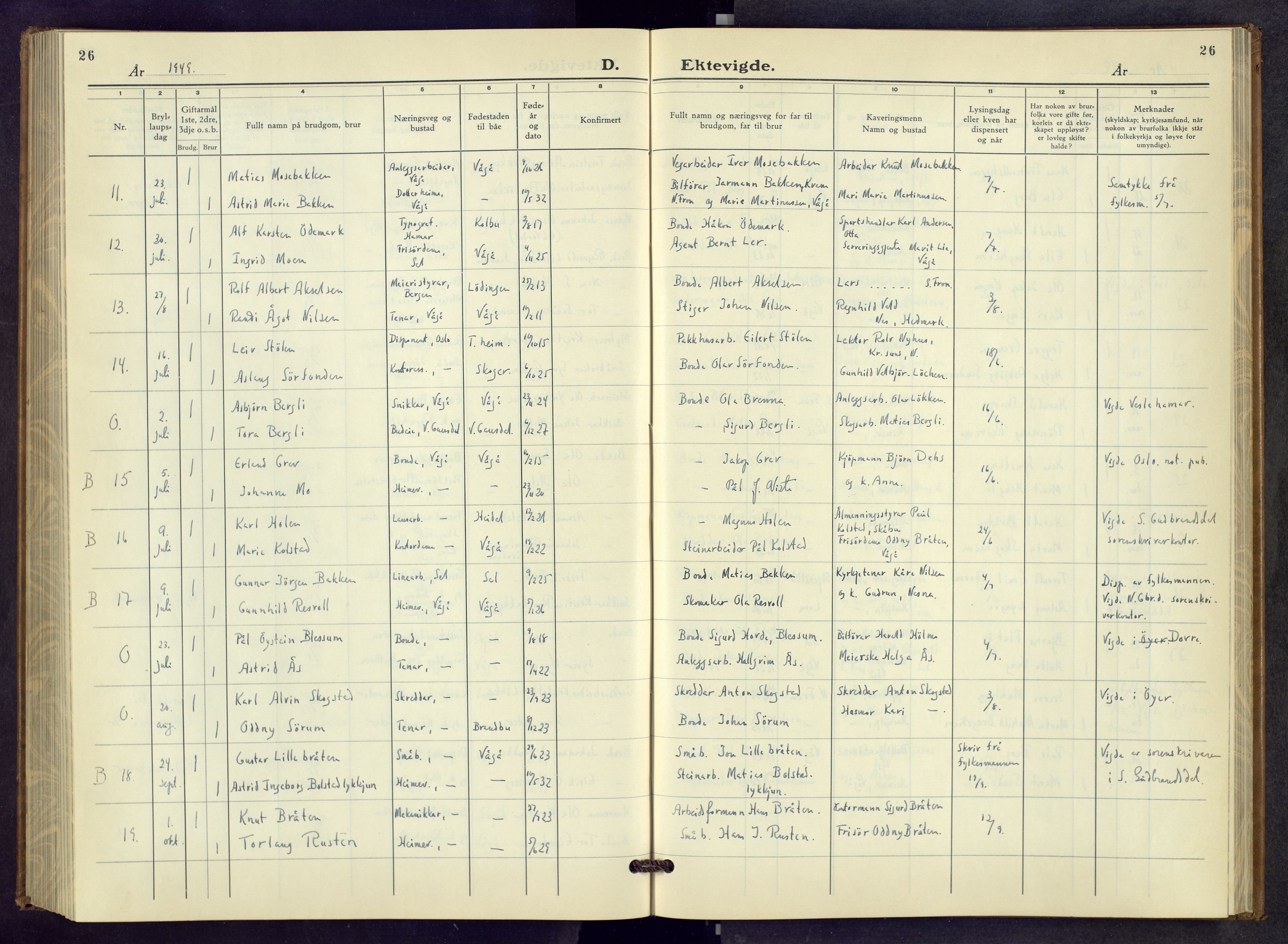 Vågå prestekontor, AV/SAH-PREST-076/H/Ha/Hab/L0003: Parish register (copy) no. 3, 1940-1961, p. 26