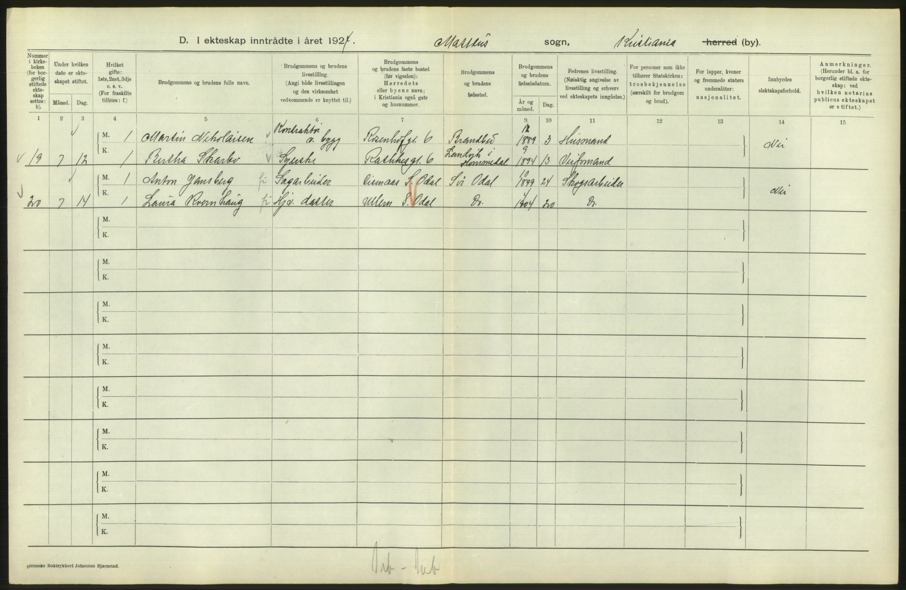 Statistisk sentralbyrå, Sosiodemografiske emner, Befolkning, AV/RA-S-2228/D/Df/Dfc/Dfcd/L0007: Kristiania: Gifte, 1924, p. 764