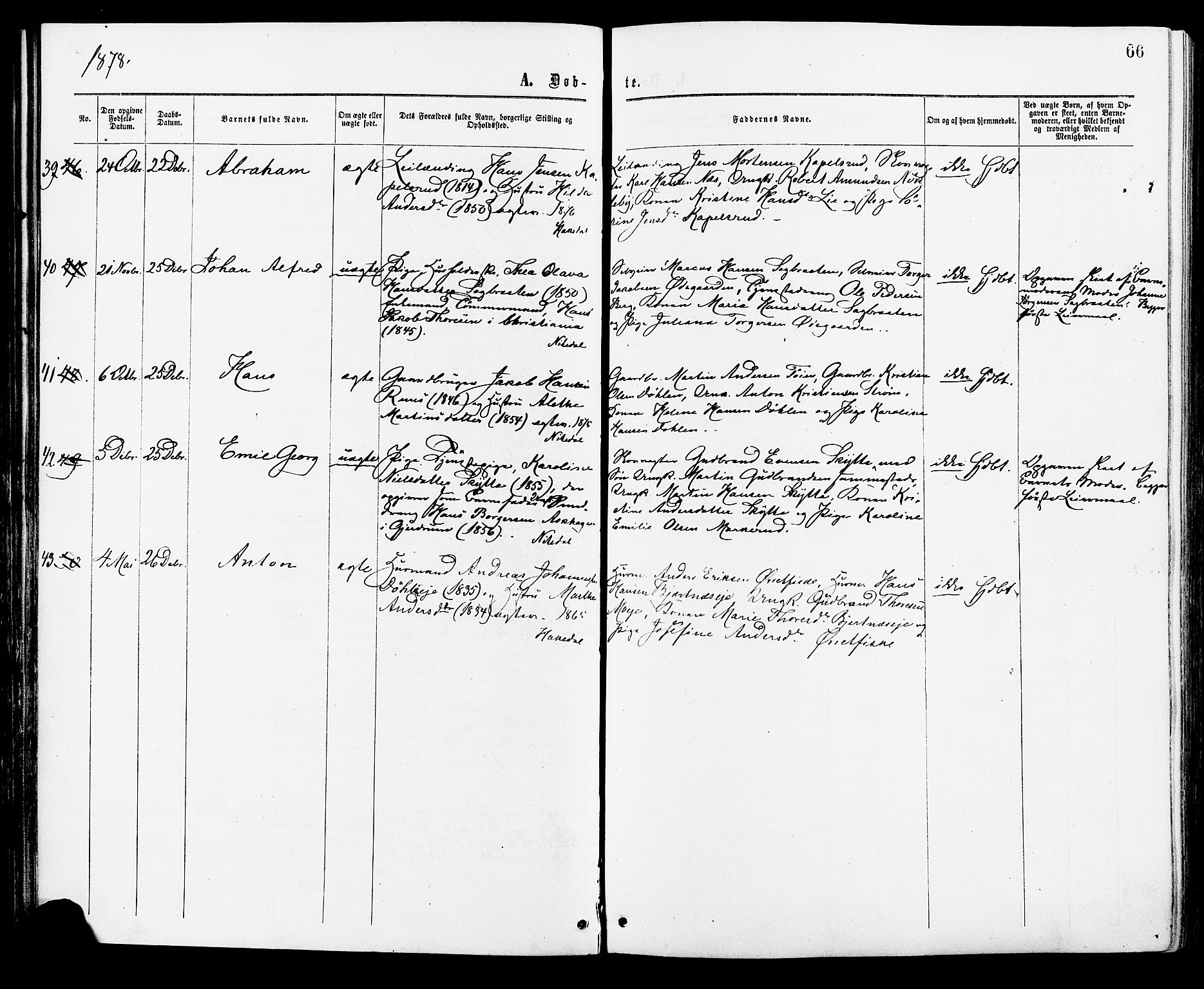 Nittedal prestekontor Kirkebøker, AV/SAO-A-10365a/F/Fa/L0006: Parish register (official) no. I 6, 1863-1878, p. 66