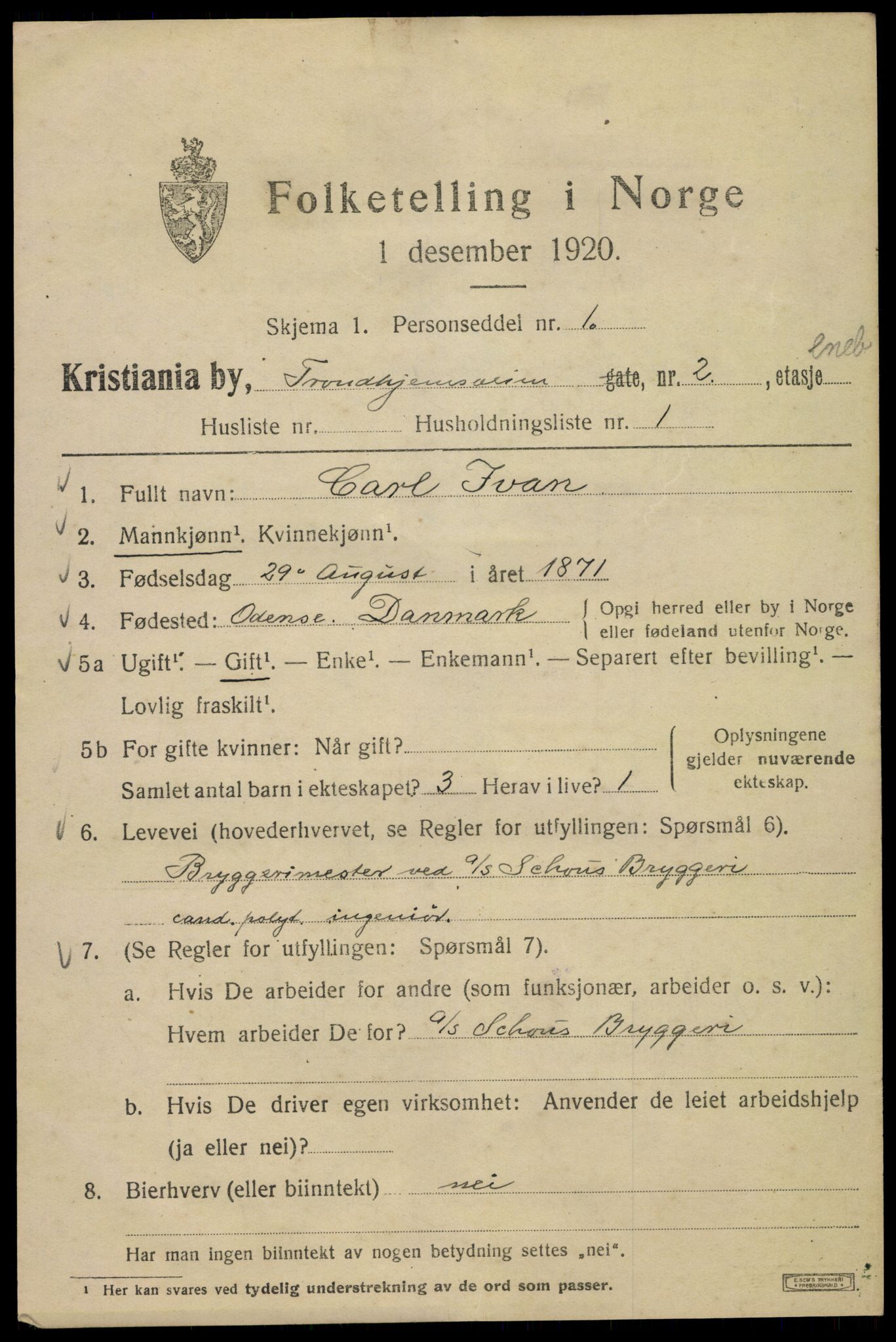 SAO, 1920 census for Kristiania, 1920, p. 598377