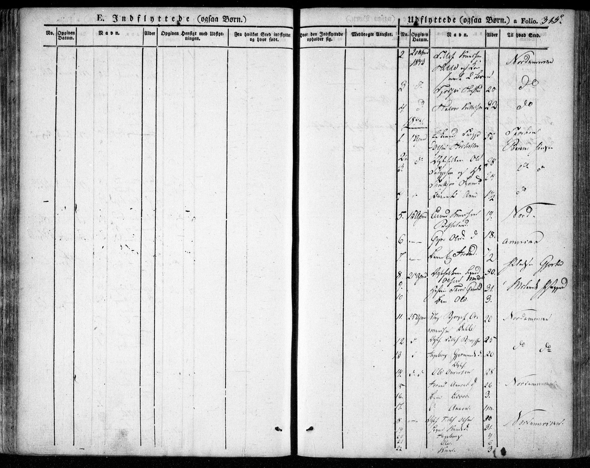 Valle sokneprestkontor, SAK/1111-0044/F/Fa/Fac/L0006: Parish register (official) no. A 6, 1831-1853, p. 315