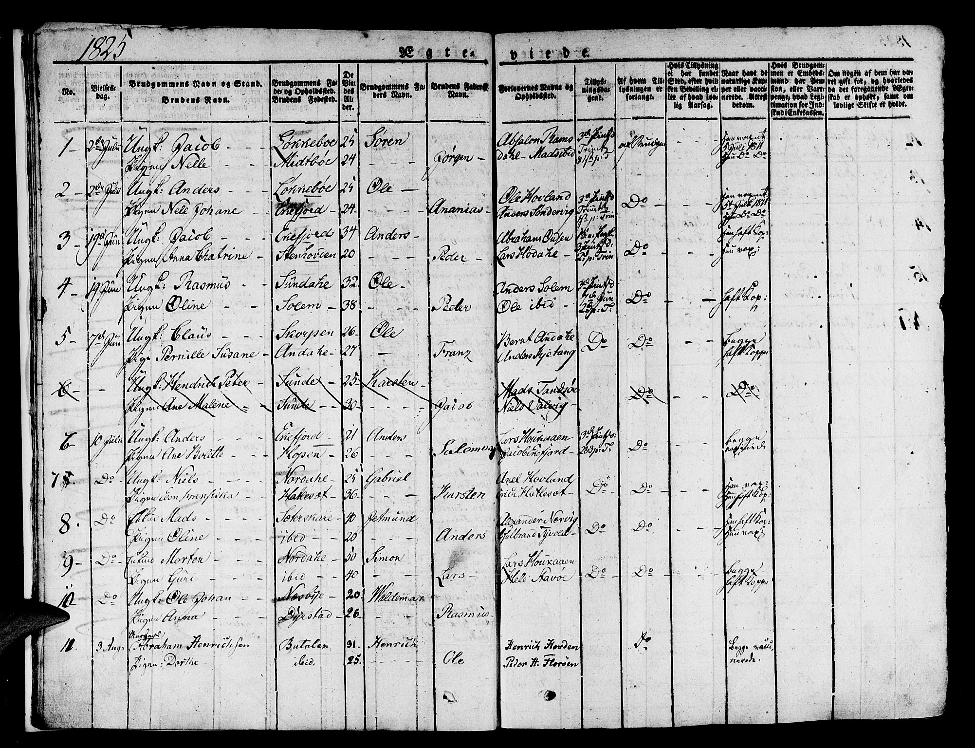 Kinn sokneprestembete, AV/SAB-A-80801/H/Haa/Haaa/L0004/0002: Parish register (official) no. A 4II, 1822-1840, p. 12