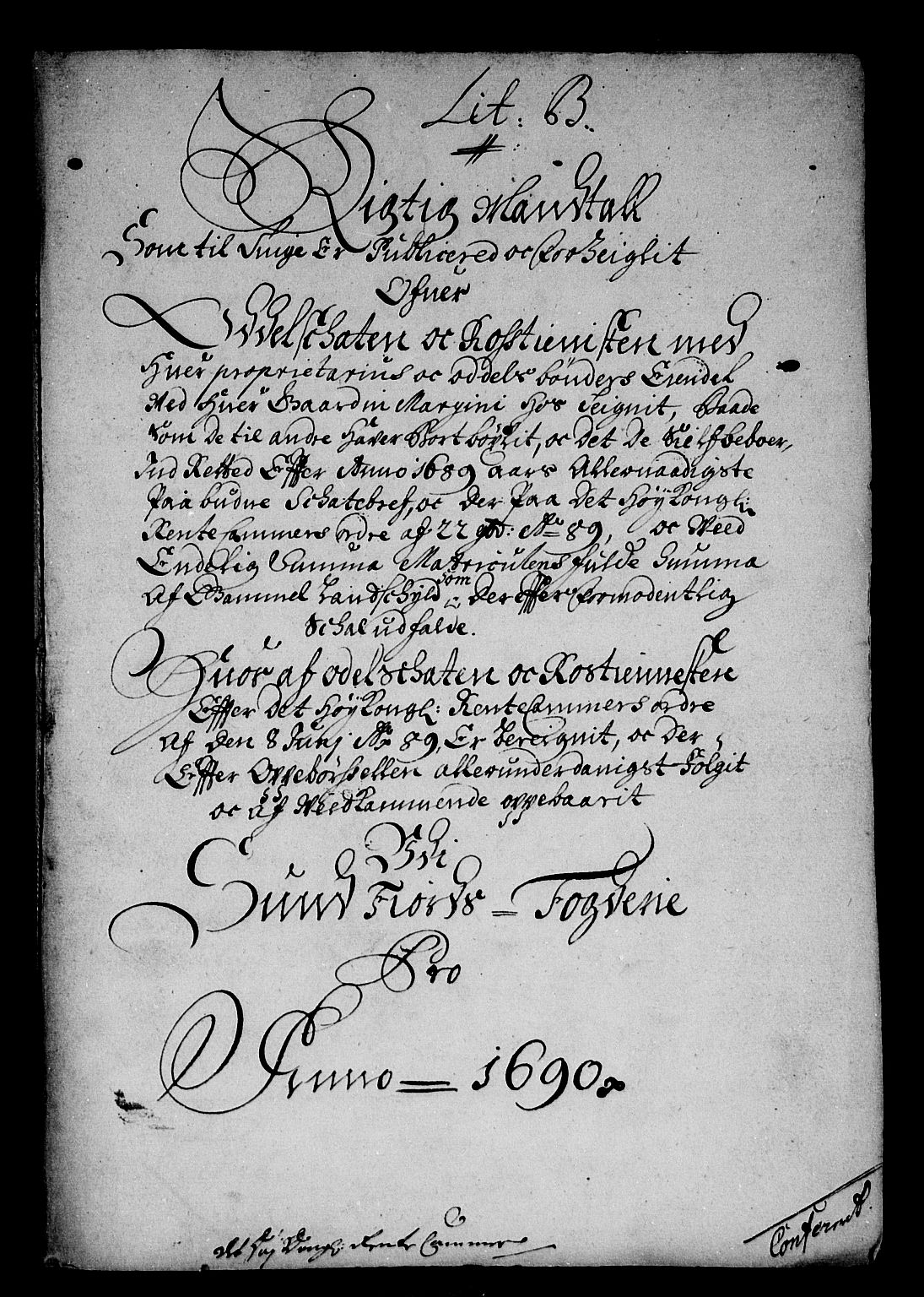 Rentekammeret inntil 1814, Reviderte regnskaper, Stiftamtstueregnskaper, Bergen stiftamt, AV/RA-EA-6043/R/Rc/L0093: Bergen stiftamt, 1690