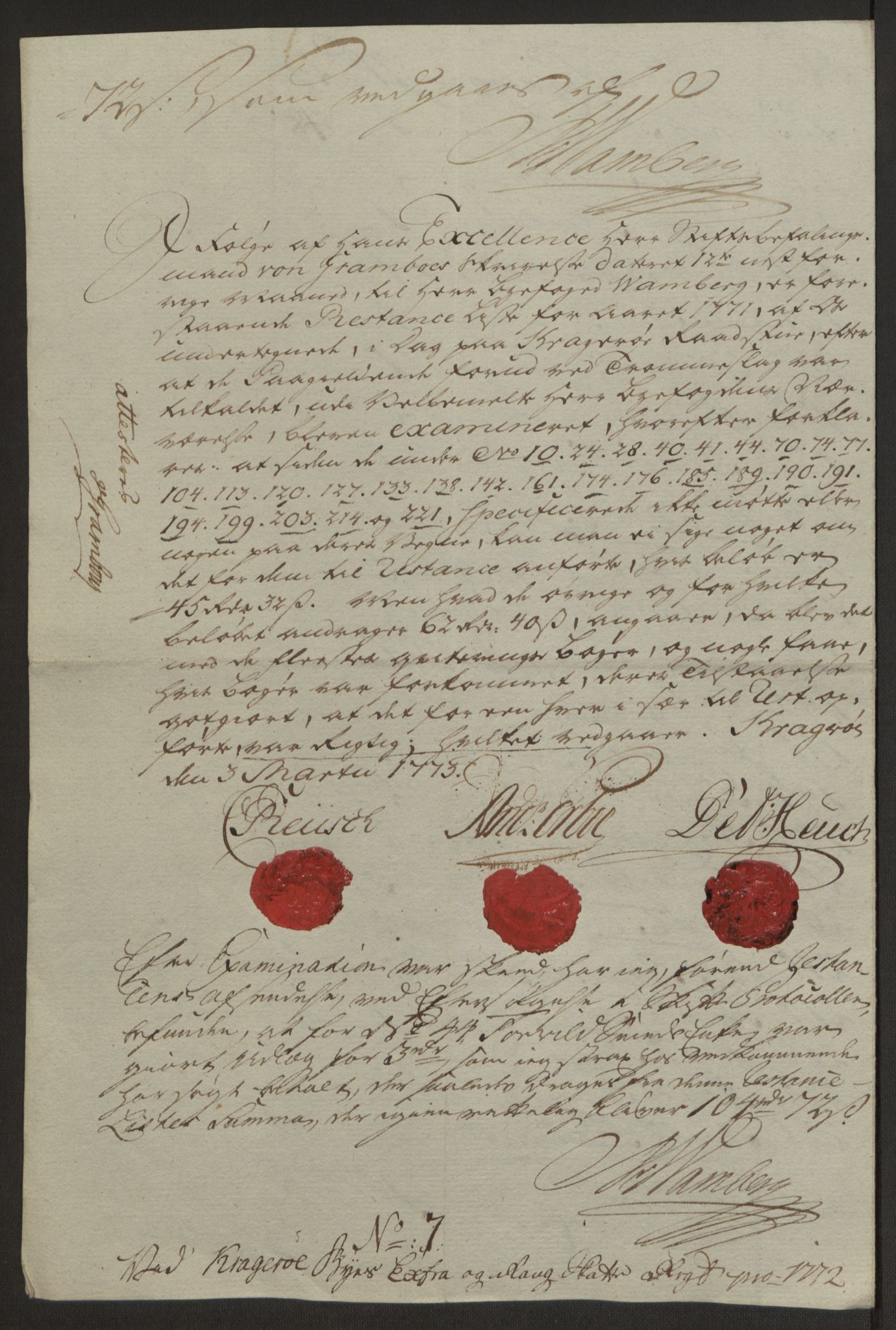 Rentekammeret inntil 1814, Reviderte regnskaper, Byregnskaper, AV/RA-EA-4066/R/Rk/L0218/0003: [K2] Kontribusjonsregnskap / Ekstra- og rangskatt, 1768-1772, p. 100