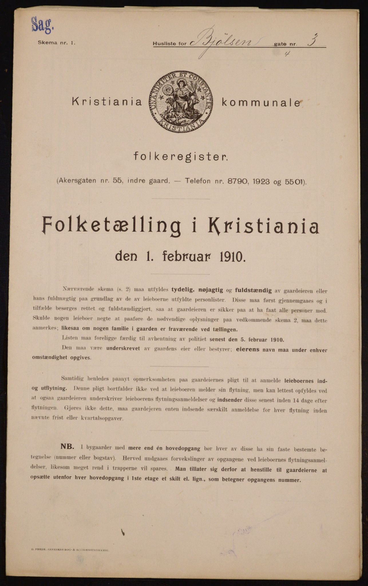 OBA, Municipal Census 1910 for Kristiania, 1910, p. 6236