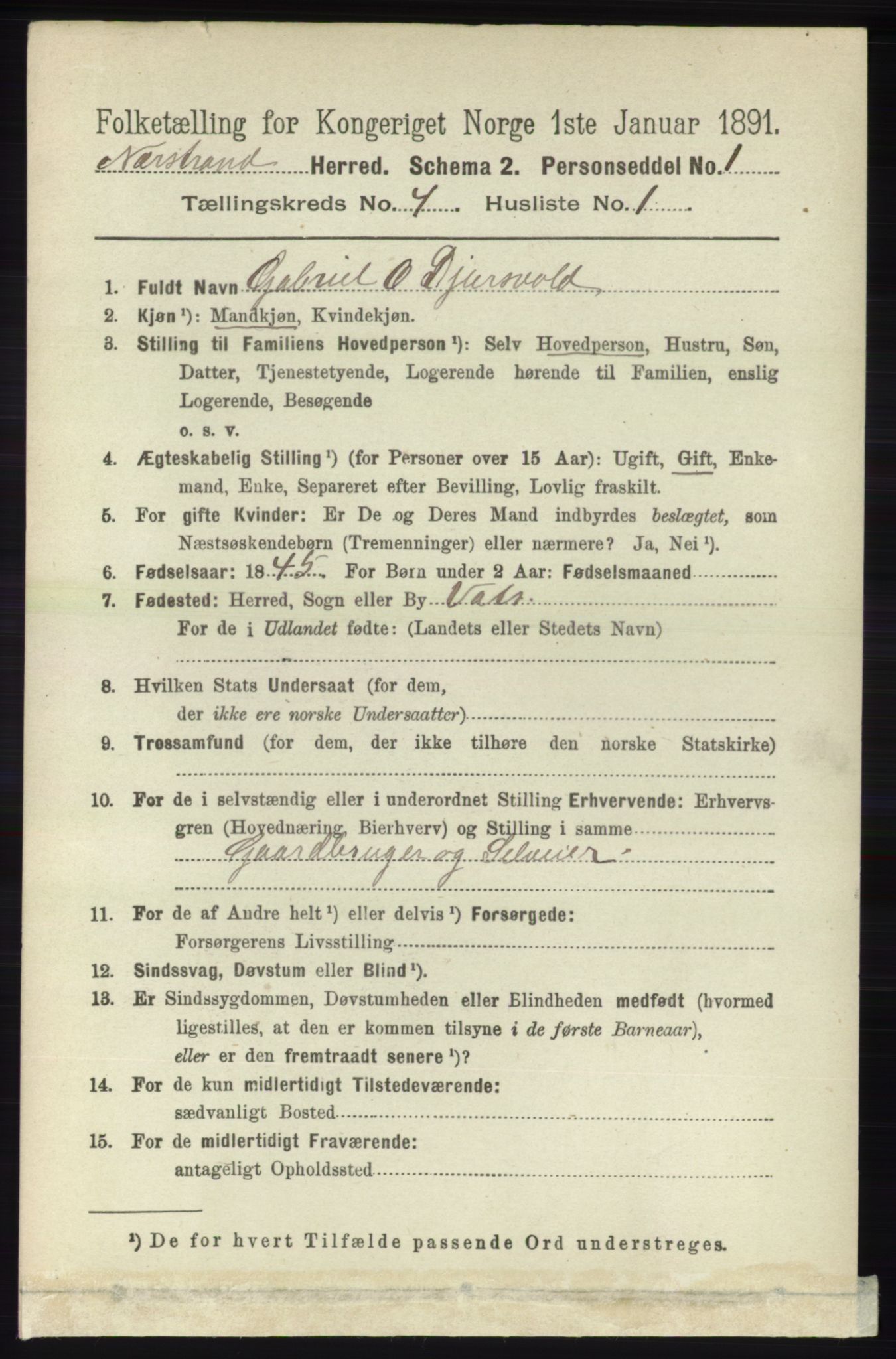RA, 1891 census for 1139 Nedstrand, 1891, p. 648