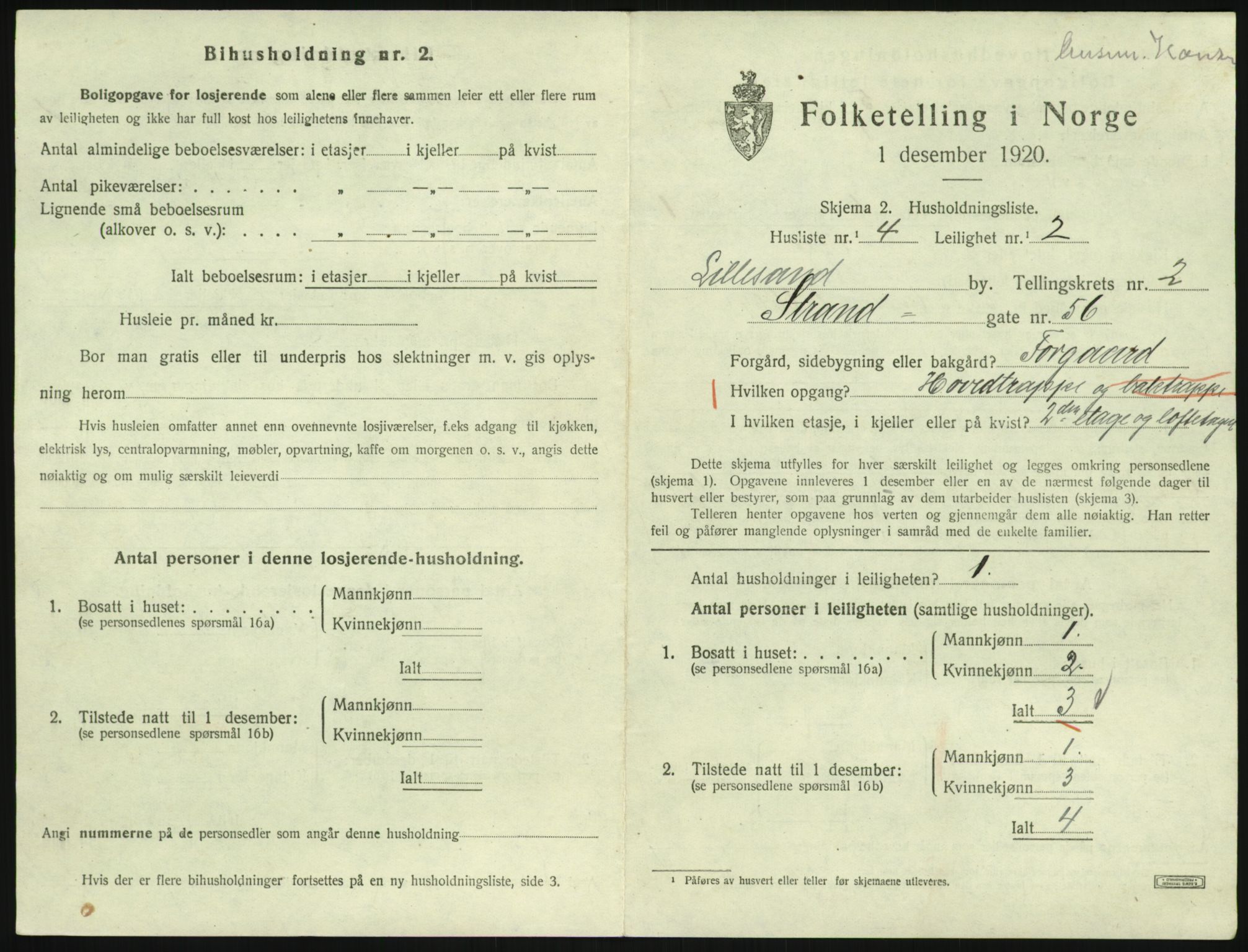 SAK, 1920 census for Lillesand, 1920, p. 787