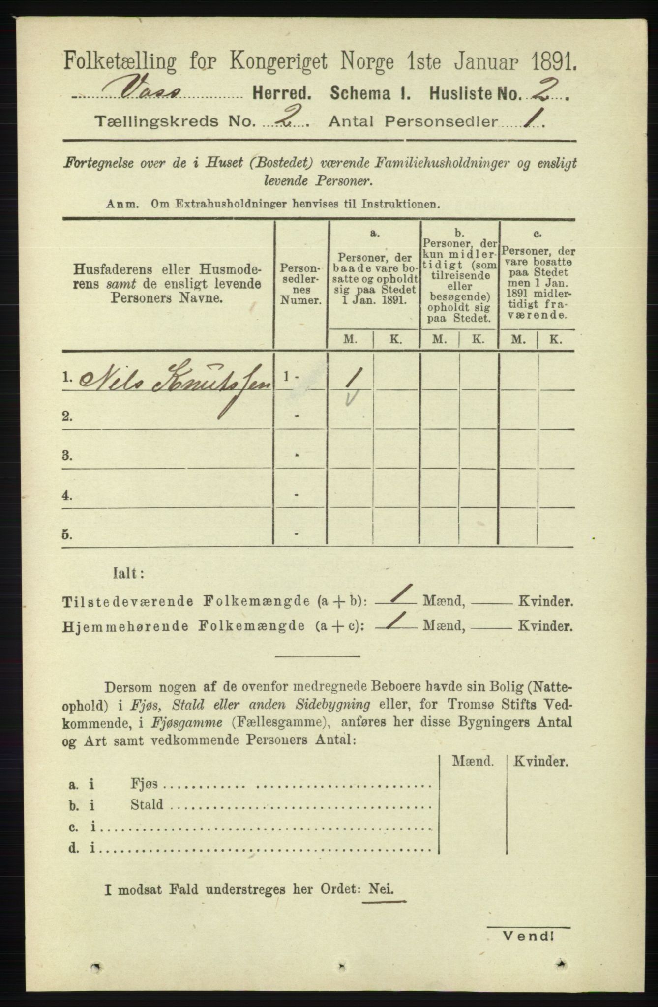 RA, 1891 census for 1235 Voss, 1891, p. 544