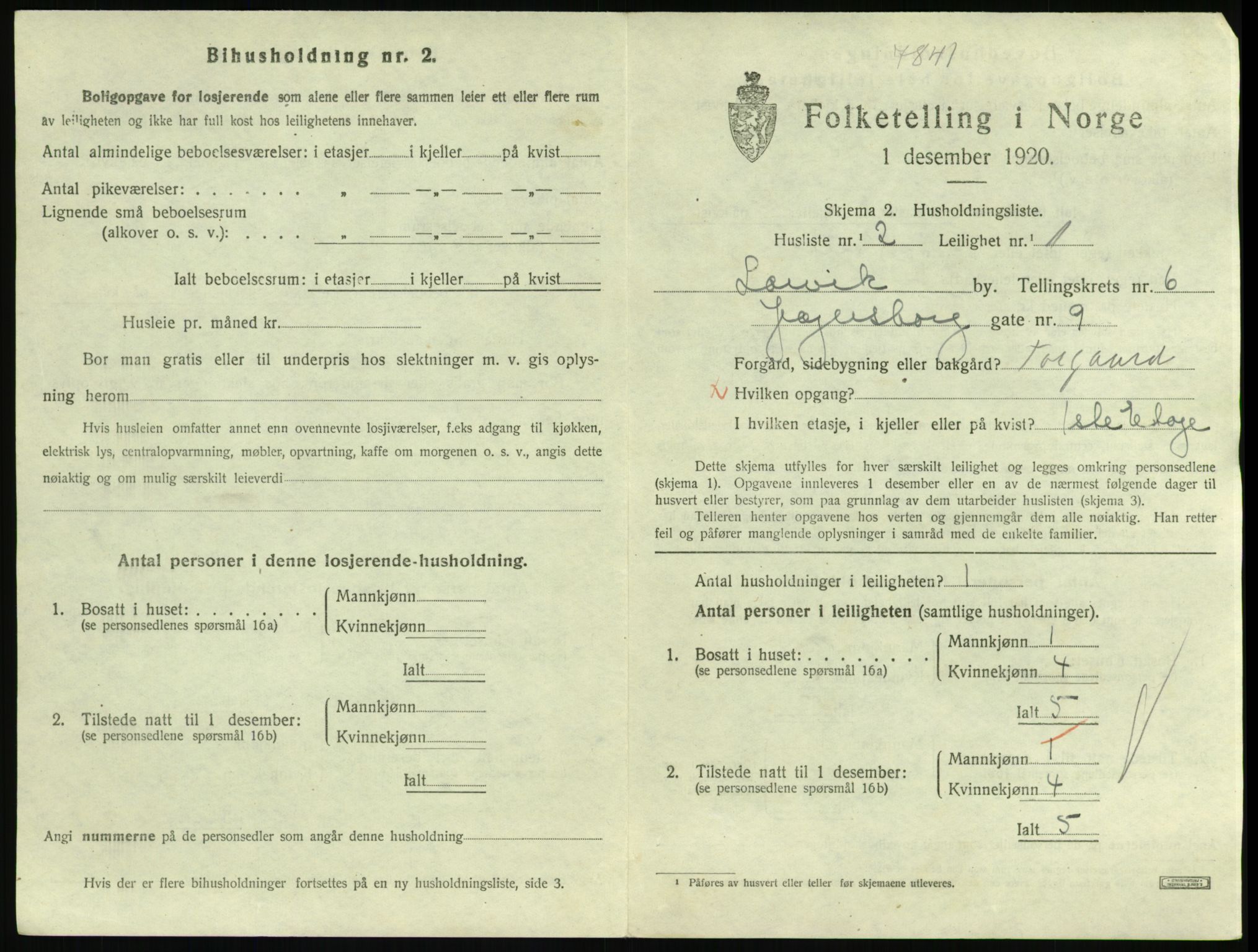 SAKO, 1920 census for Larvik, 1920, p. 5342