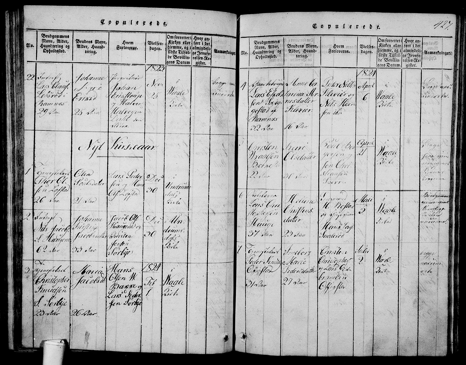 Våle kirkebøker, AV/SAKO-A-334/G/Ga/L0001: Parish register (copy) no. I 1, 1814-1824, p. 426-427