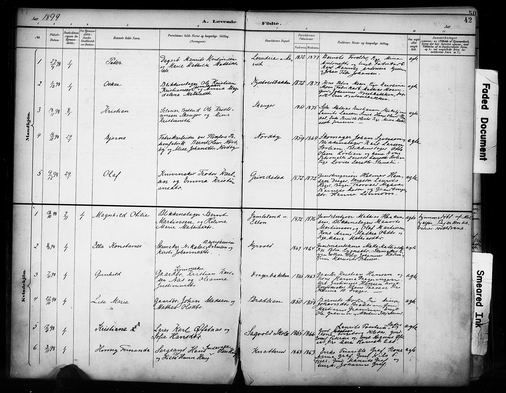 Vestre Toten prestekontor, SAH/PREST-108/H/Ha/Haa/L0011: Parish register (official) no. 11, 1895-1906, p. 42