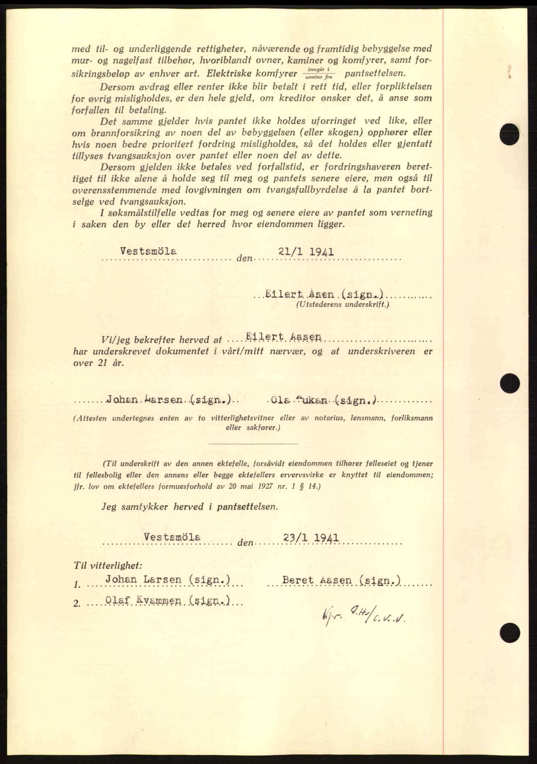 Nordmøre sorenskriveri, AV/SAT-A-4132/1/2/2Ca: Mortgage book no. B87, 1940-1941, Diary no: : 663/1941