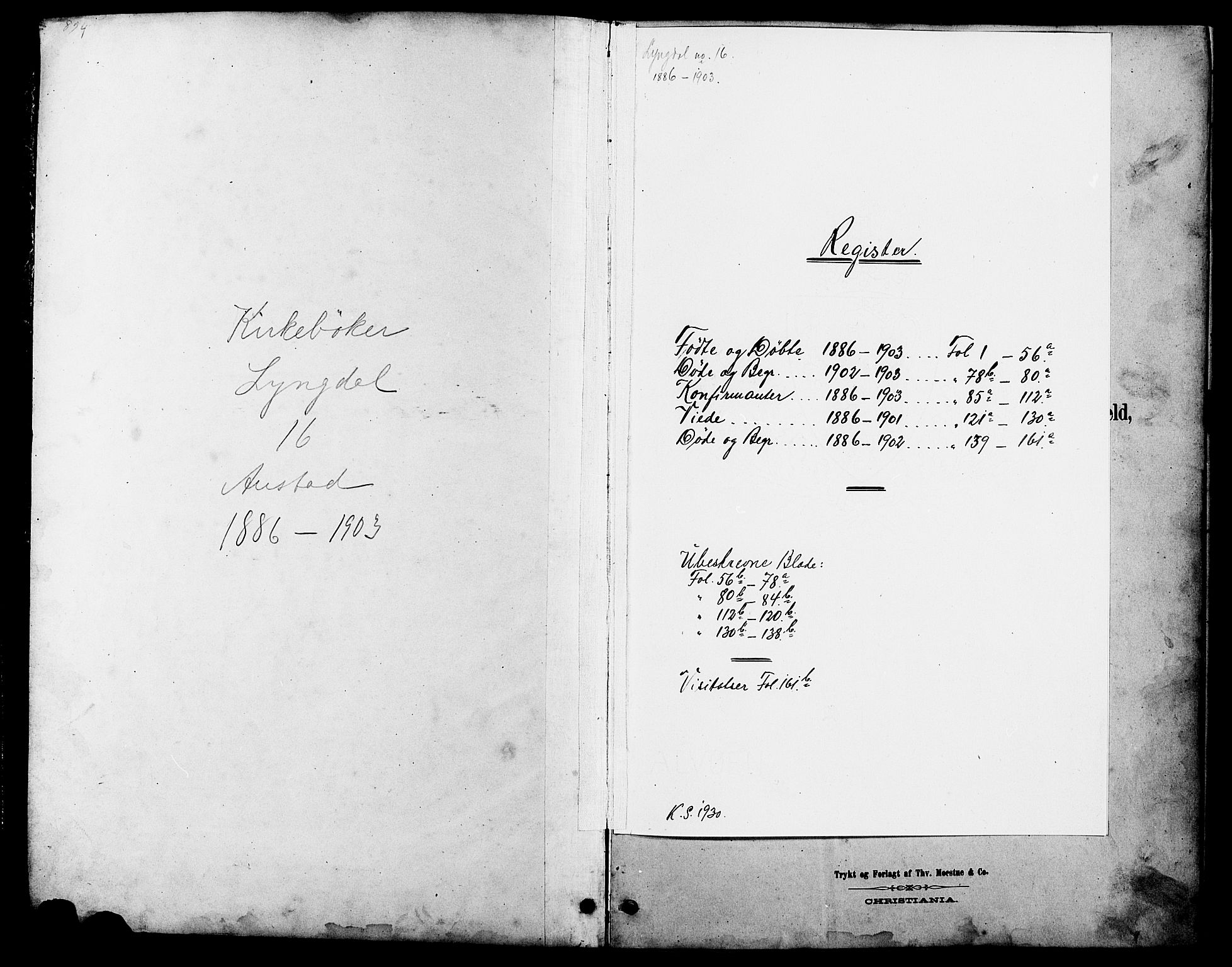 Lyngdal sokneprestkontor, AV/SAK-1111-0029/F/Fb/Fba/L0003: Parish register (copy) no. B 3, 1886-1903