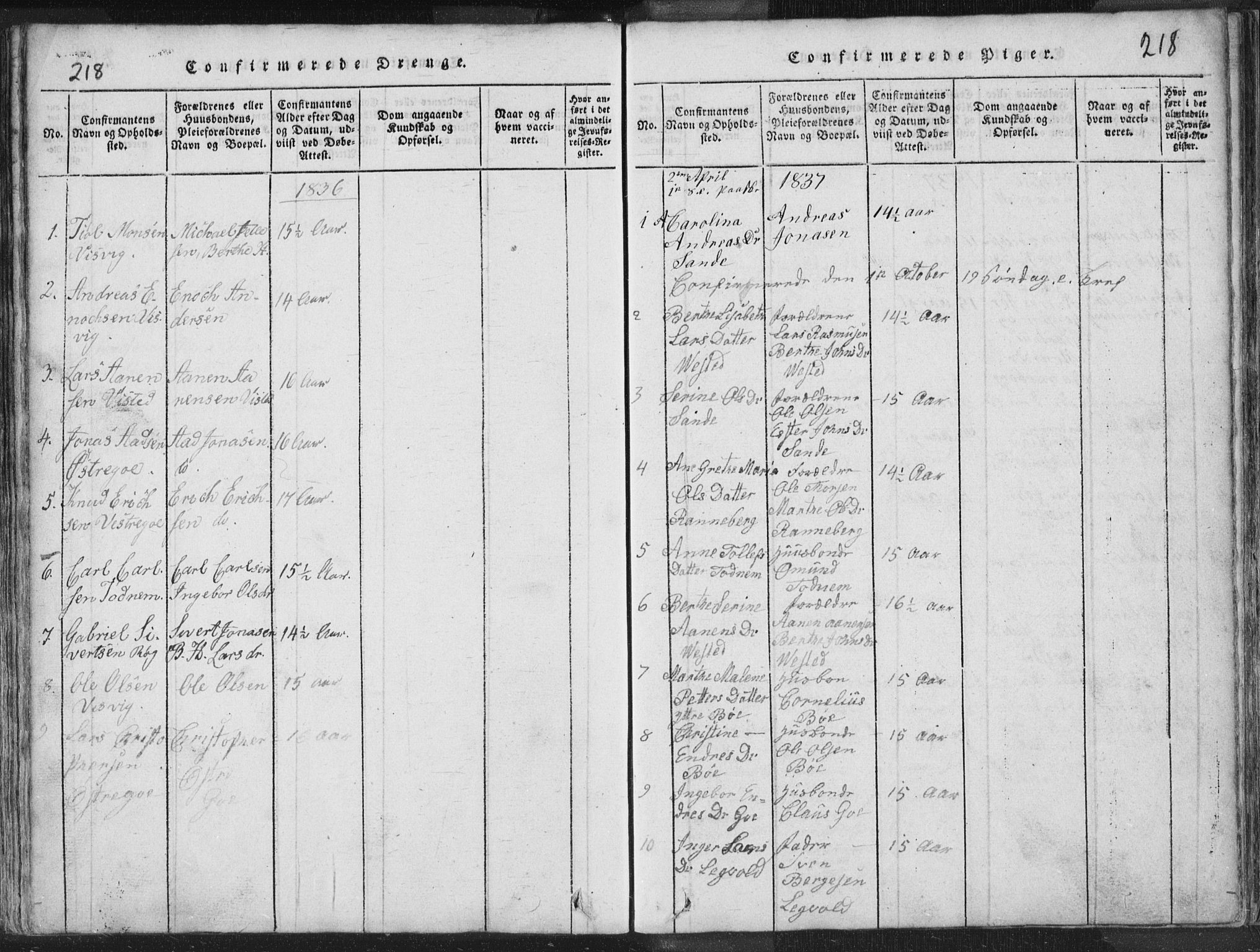 Hetland sokneprestkontor, SAST/A-101826/30/30BA/L0001: Parish register (official) no. A 1, 1816-1856, p. 218