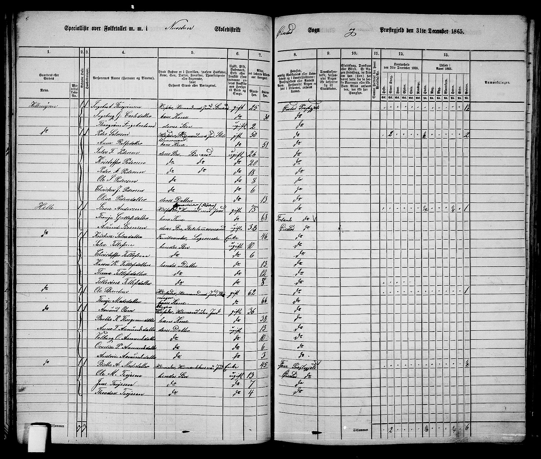 RA, 1865 census for Øyestad, 1865, p. 57