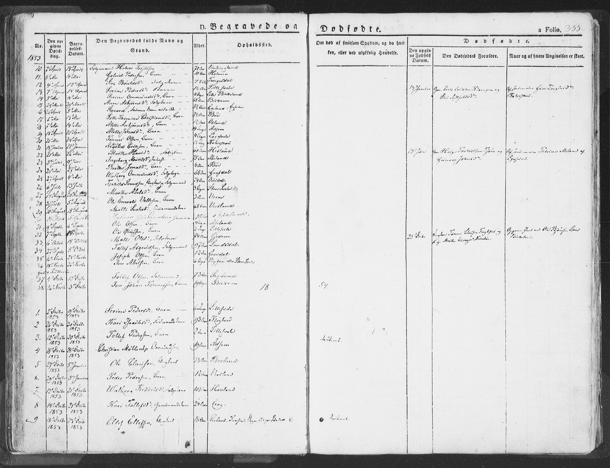 Helleland sokneprestkontor, SAST/A-101810: Parish register (official) no. A 6.2, 1834-1863, p. 355