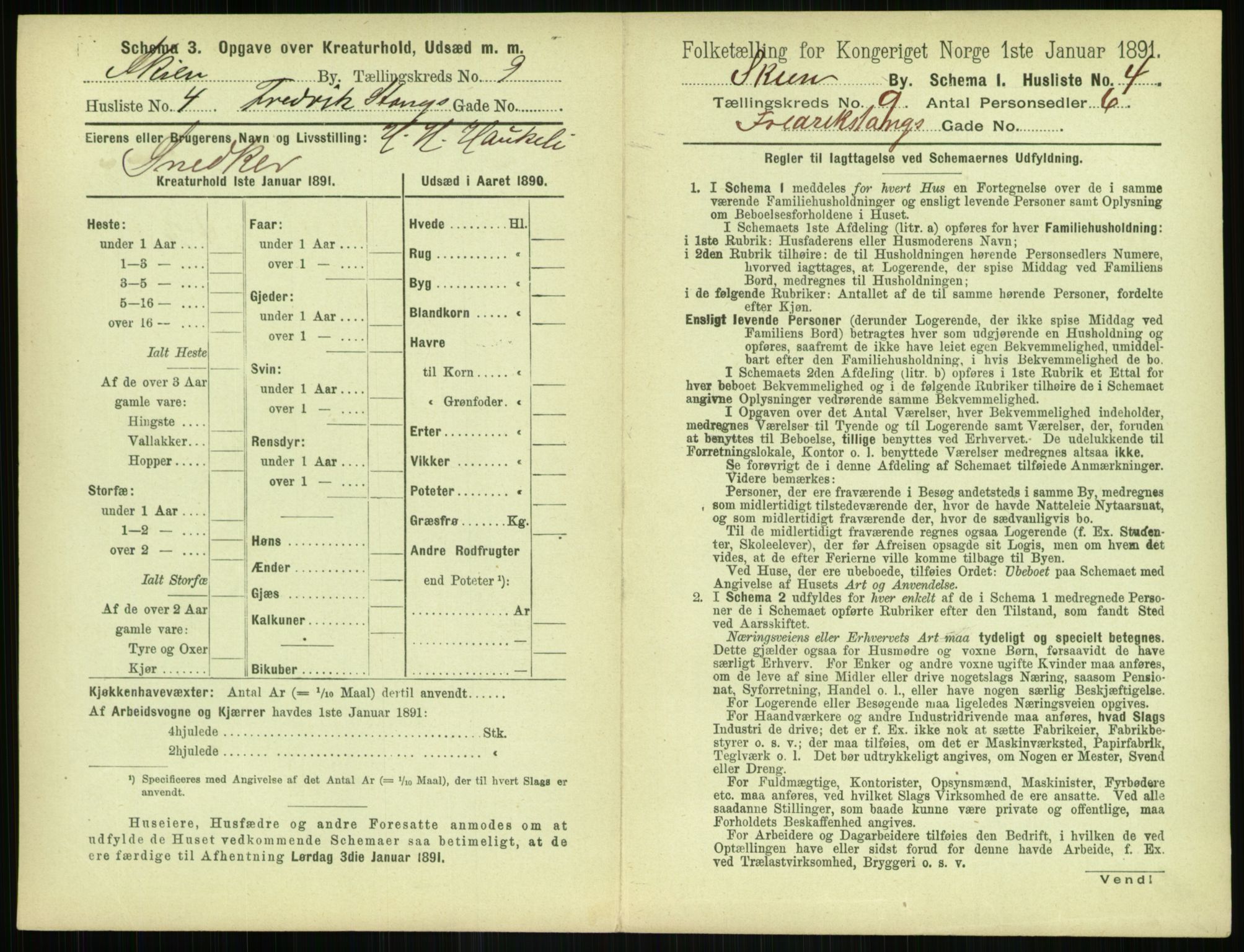 RA, 1891 census for 0806 Skien, 1891, p. 394