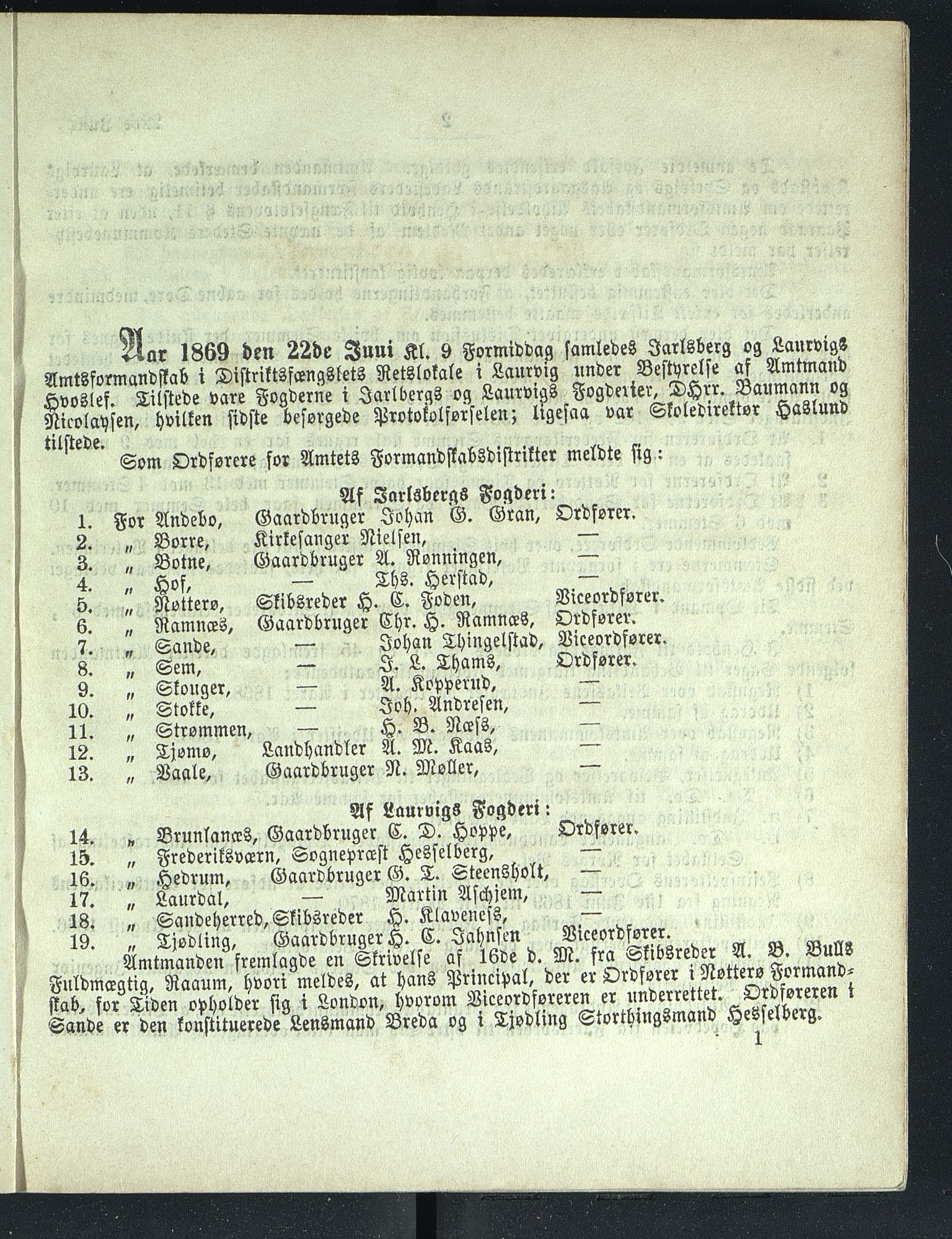 Vestfold fylkeskommune. Fylkestinget, VEMU/A-1315/A/Ab/Abb/L0015: Fylkestingsforhandlinger, 1869