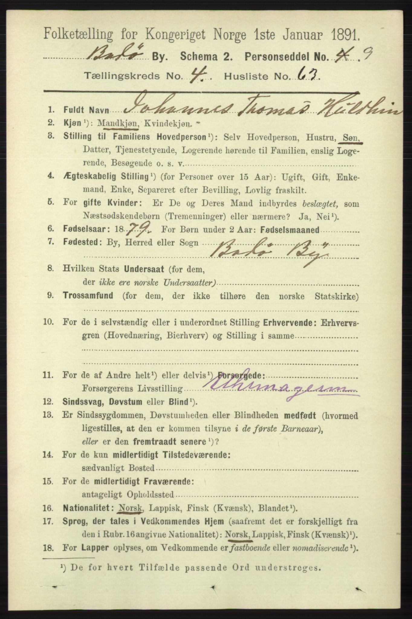 RA, 1891 census for 1804 Bodø, 1891, p. 3778