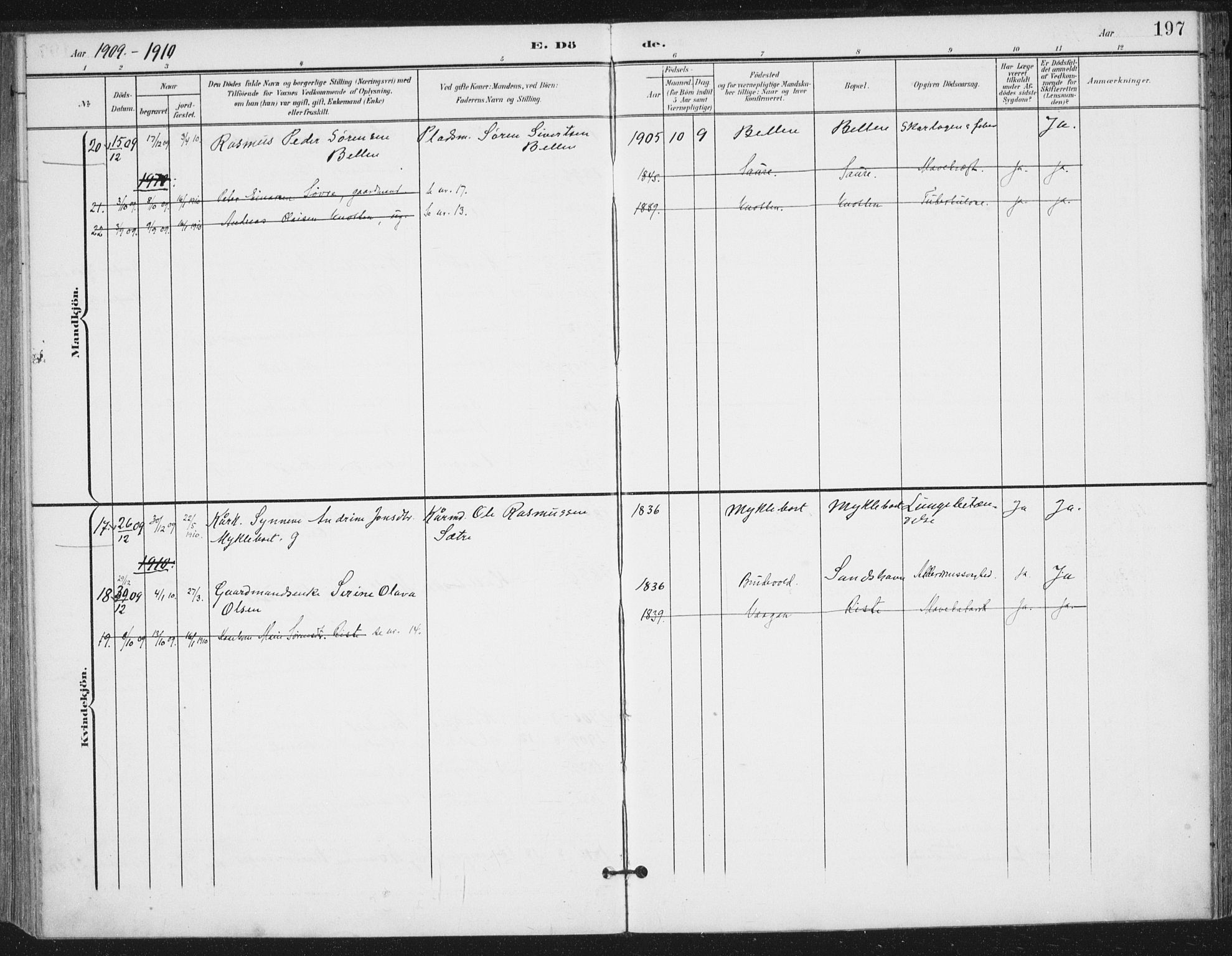 Ministerialprotokoller, klokkerbøker og fødselsregistre - Møre og Romsdal, AV/SAT-A-1454/503/L0038: Parish register (official) no. 503A06, 1901-1917, p. 197