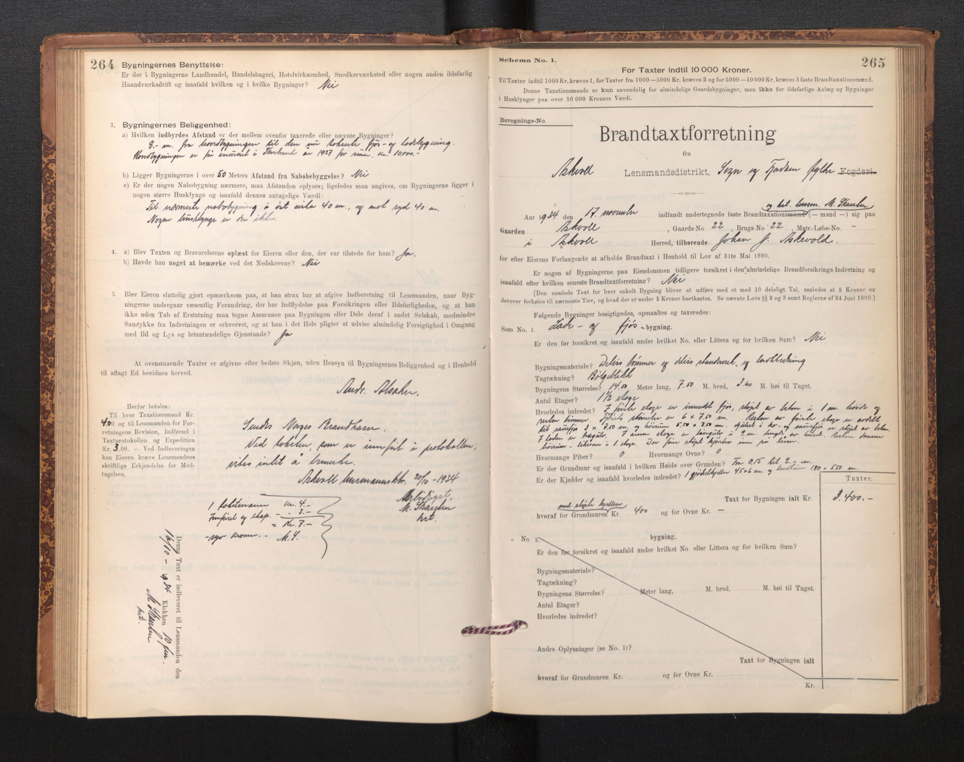 Lensmannen i Askvoll, AV/SAB-A-26301/0012/L0004: Branntakstprotokoll, skjematakst og liste over branntakstmenn, 1895-1932, p. 264-265