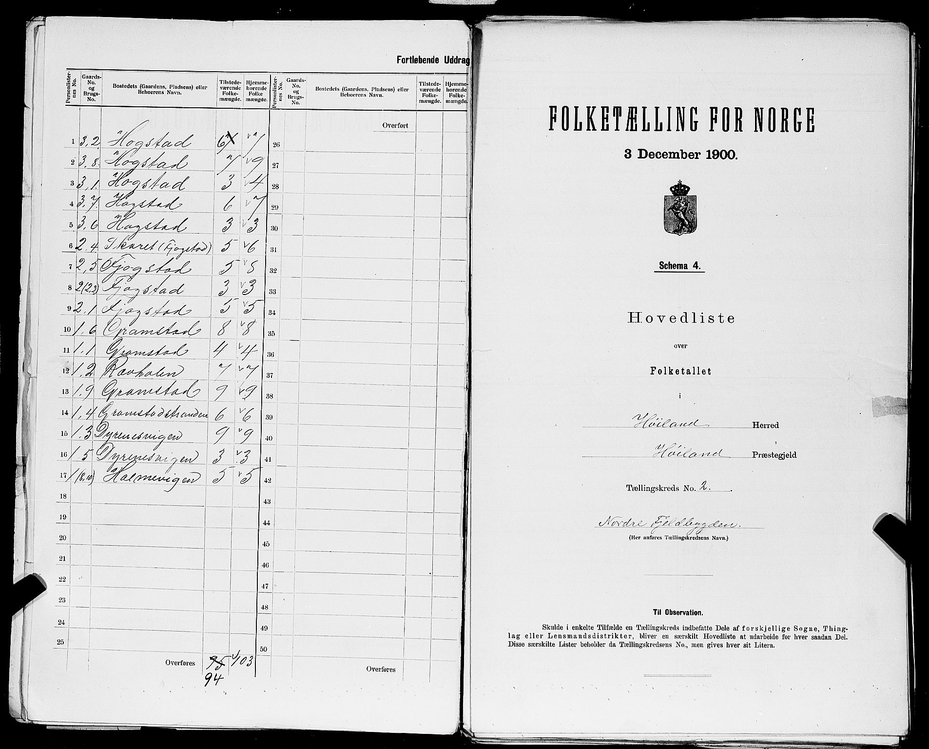 SAST, 1900 census for Høyland, 1900, p. 17